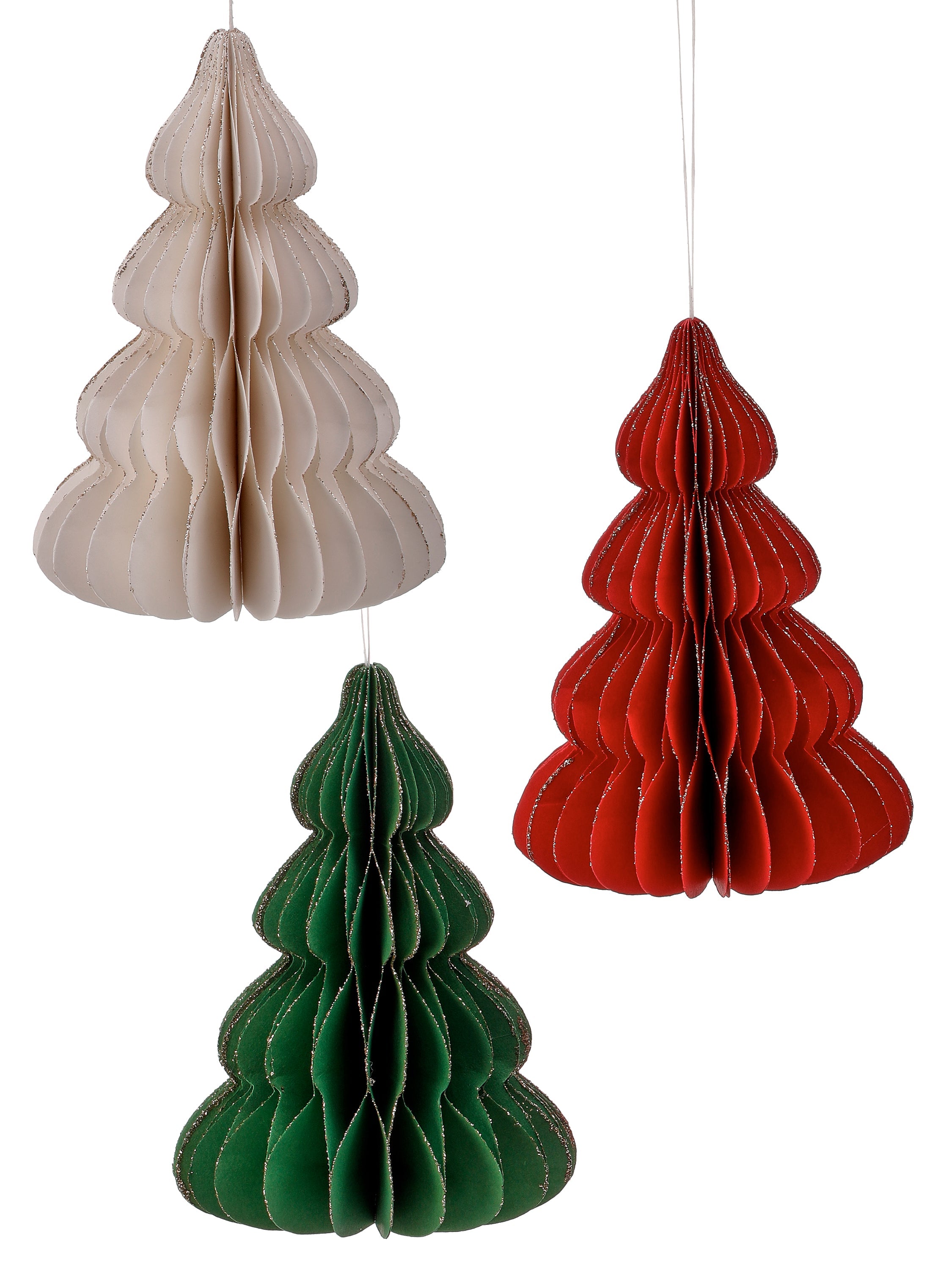 Set de Árboles Navideños X3 Blanco, Verde y Rojo - Vilá Decoración - Muebles y decoración en Medellín y Colombia