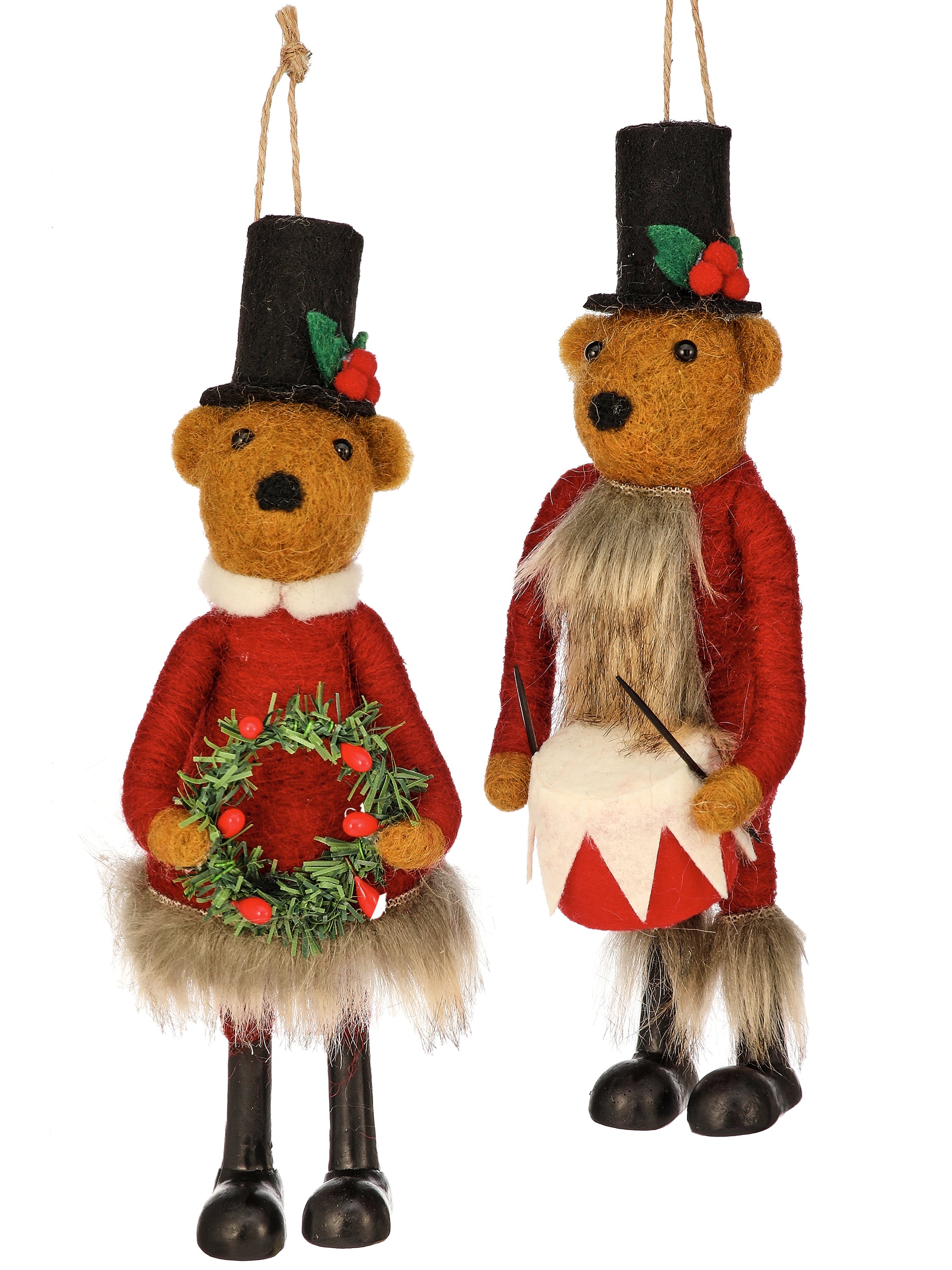 Set de 2 adornos navideños osos en tela - Vilá Decoración - Muebles y decoración en Medellín y Colombia