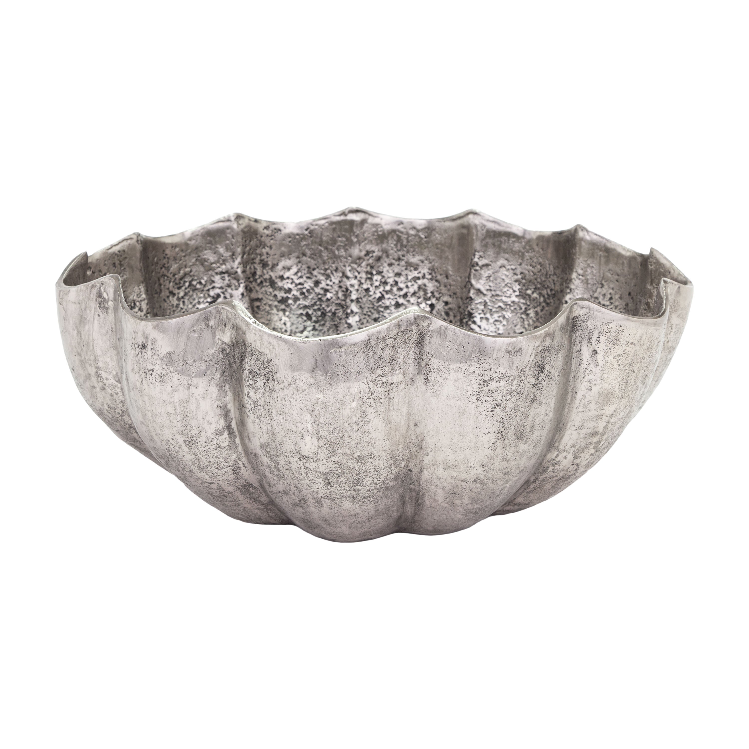 Bowl decorativo de Vilá Decoración, color plateado, hecho de aluminio.