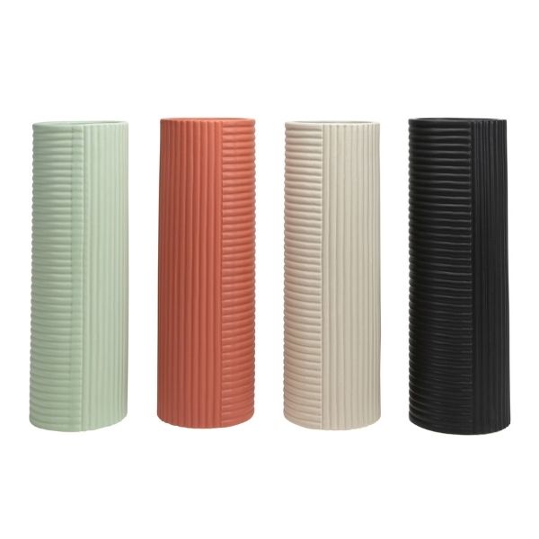 Jarrón cilíndrico texturizado en colores variados - Vilá Decoración - Muebles y decoración en Medellín y Colombia