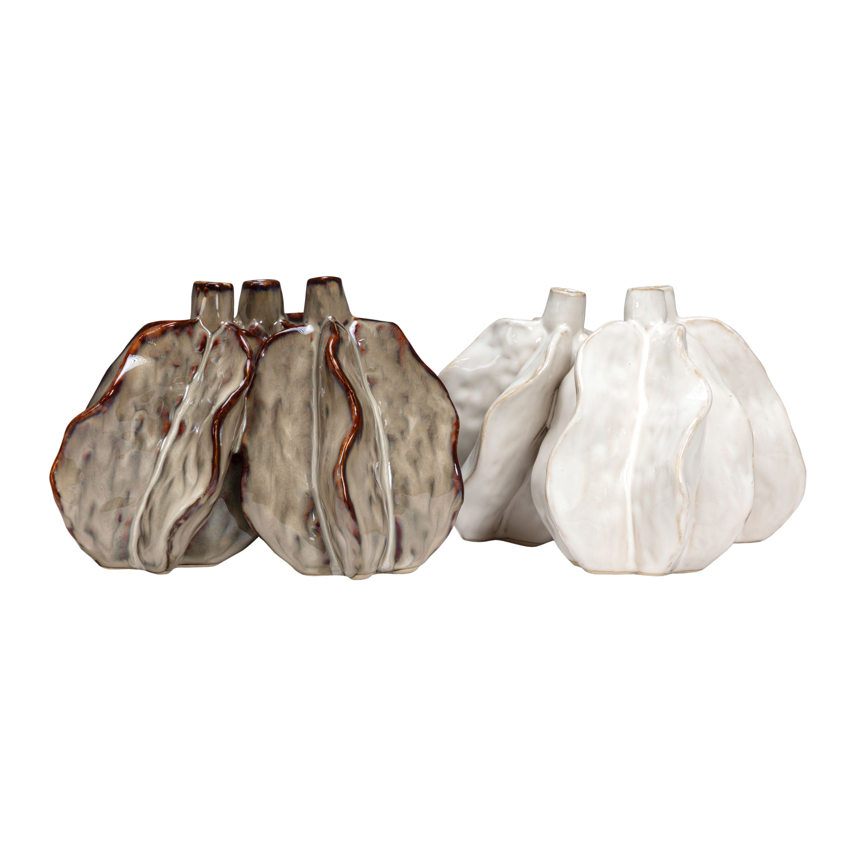 Jarrón decorativo Vilá Decoración de cerámica, color gris y blanco.