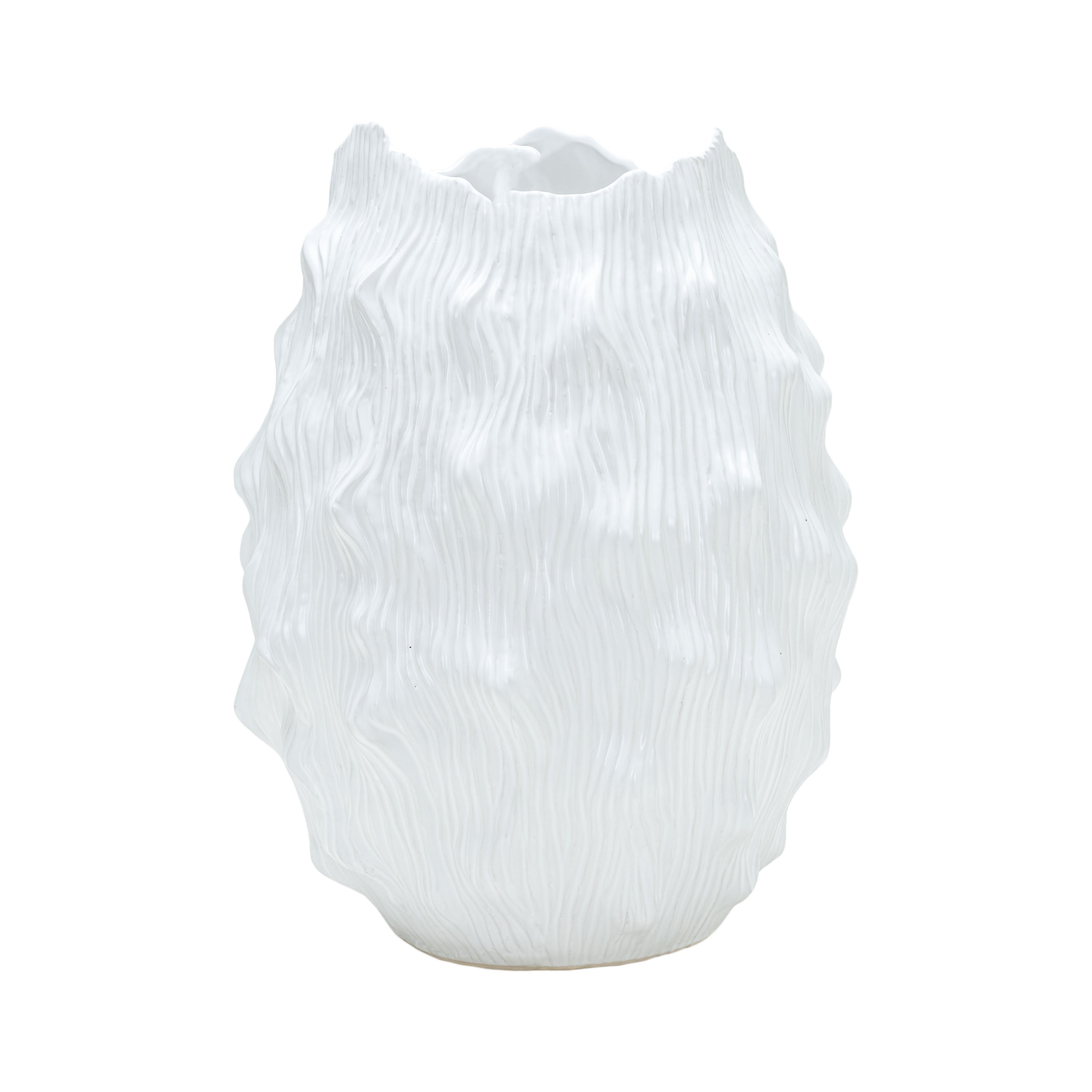 Jarrón blanco de Vilá Decoración hecho de gres.