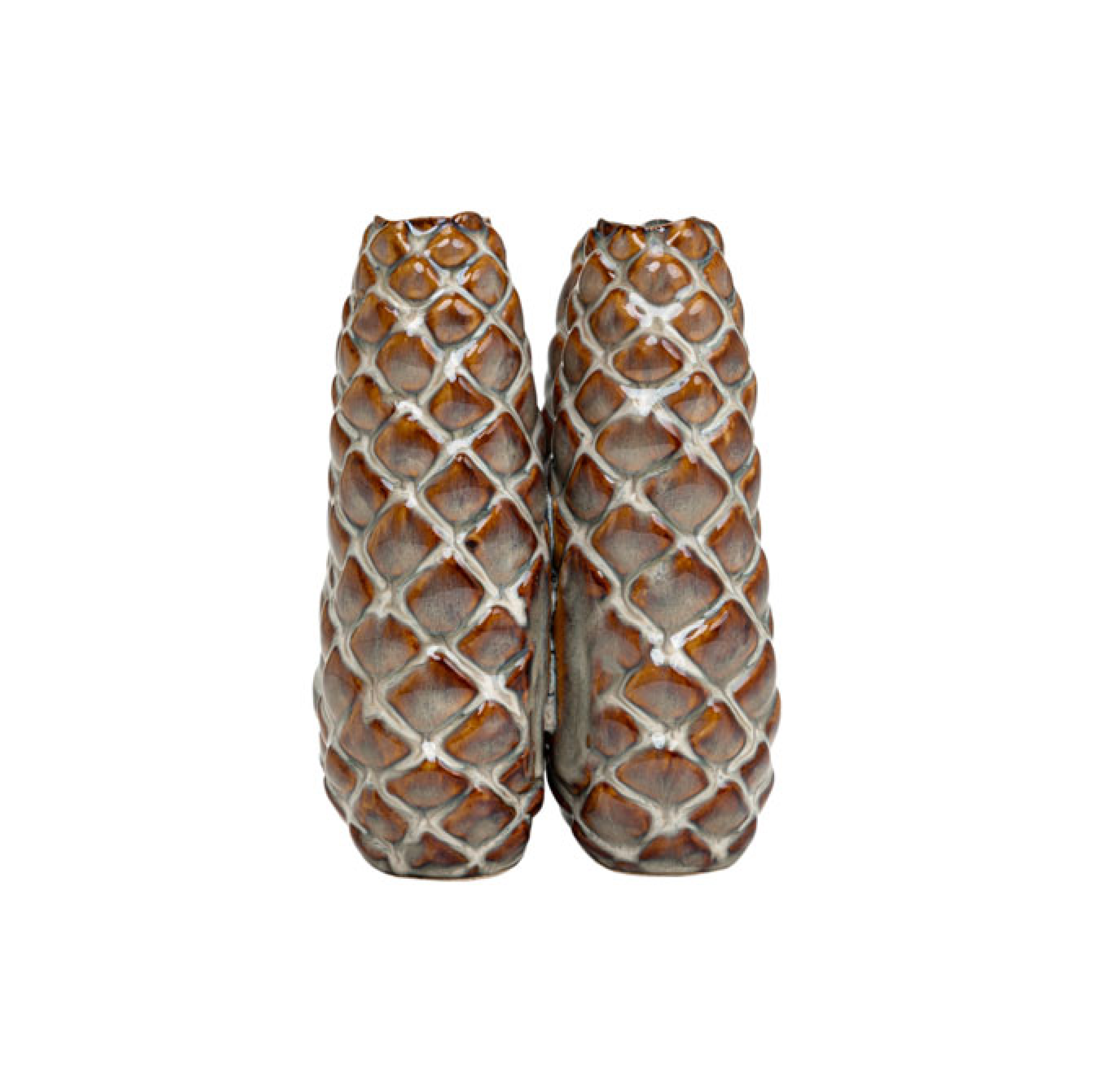 Jarrón decorativo Vilá Decoración de cerámica color marrón con diseño texturizado.