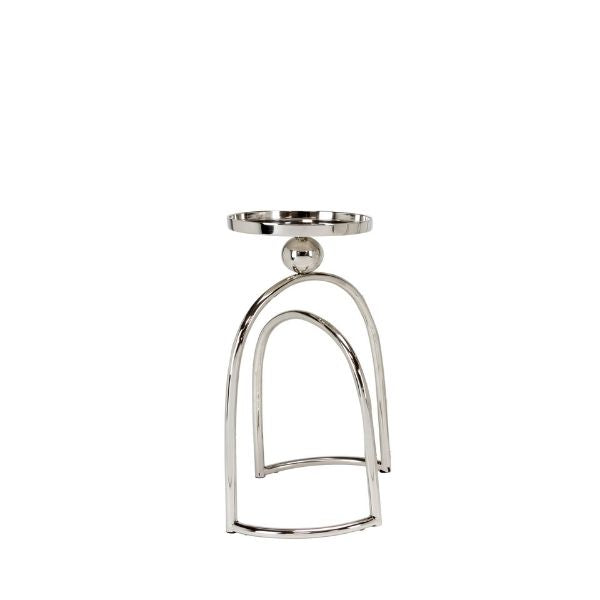 Candelabro moderno pequeño plateado para vela - Vilá Decoración - Muebles y decoración en Medellín y Colombia