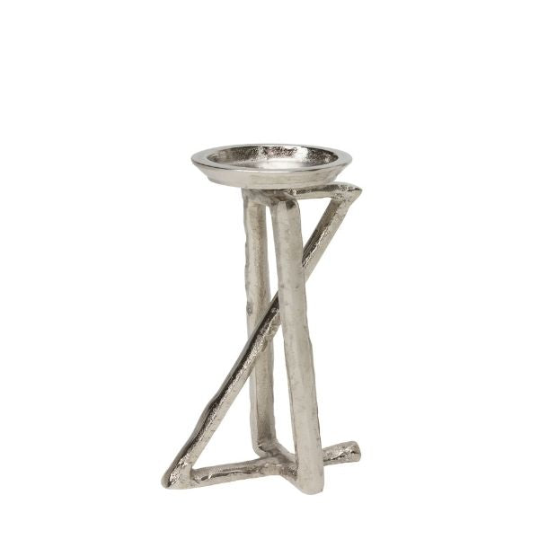 Candelabro metálico plata pequeño para decoración - Vilá Decoración - Muebles y decoración en Medellín y Colombia