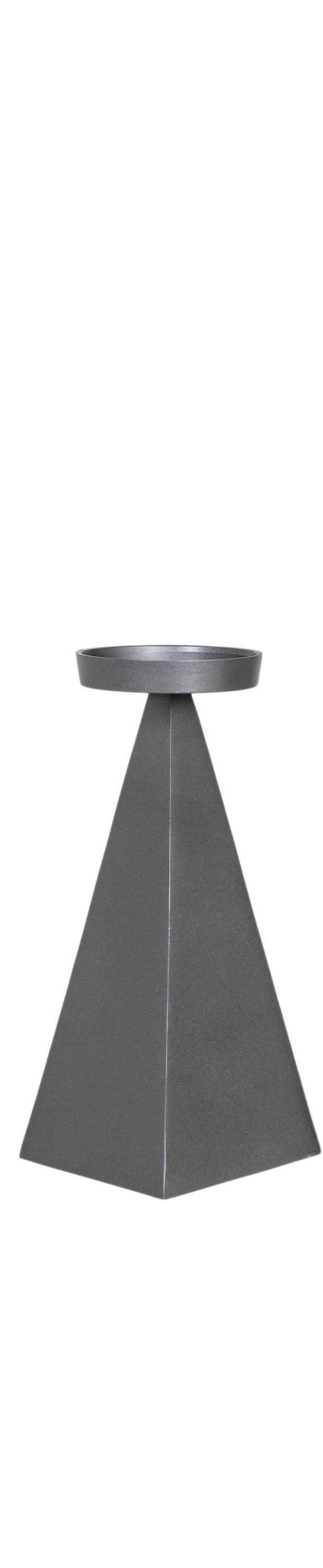 Candelabro gris de aluminio de Vilá Decoración con forma piramidal.