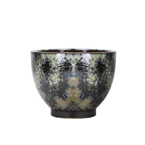 Plantador circular mediano para plantas negro envejecido - Vilá Decoración - Muebles y decoración en Medellín y Colombia