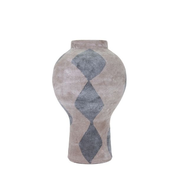 Jarrón beige orgánico con patrón de diamantes - Vilá Decoración - Muebles y decoración en Medellín y Colombia