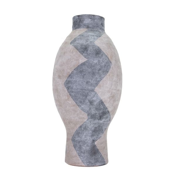 Jarrón gris de cerámica con diseño zigzagueante - Vilá Decoración - Muebles y decoración en Medellín y Colombia