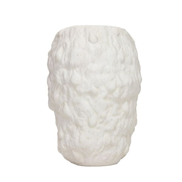 Jarrón cerámico blanco con textura piedra - Vilá Decoración - Muebles y decoración en Medellín y Colombia
