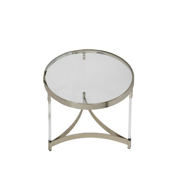 Mesa de centro circular pequeña plateada para sala - Vilá Decoración - Muebles y decoración en Medellín y Colombia