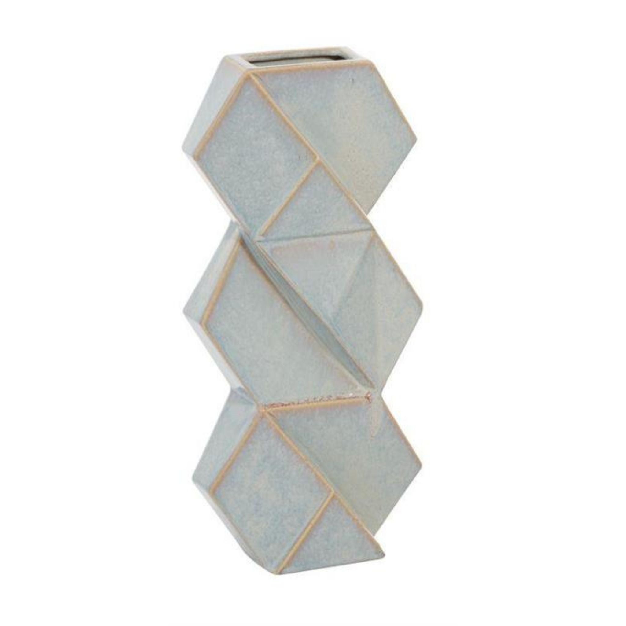 Jarrón geométrico grande gris para decoración - Vilá Decoración - Muebles y decoración en Medellín y Colombia