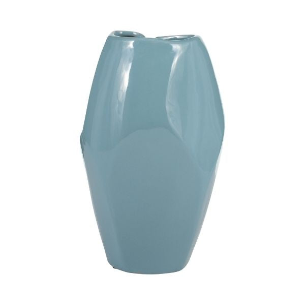 Jarrón cerámico azul irregular mediano - Vilá Decoración - Muebles y decoración en Medellín y Colombia