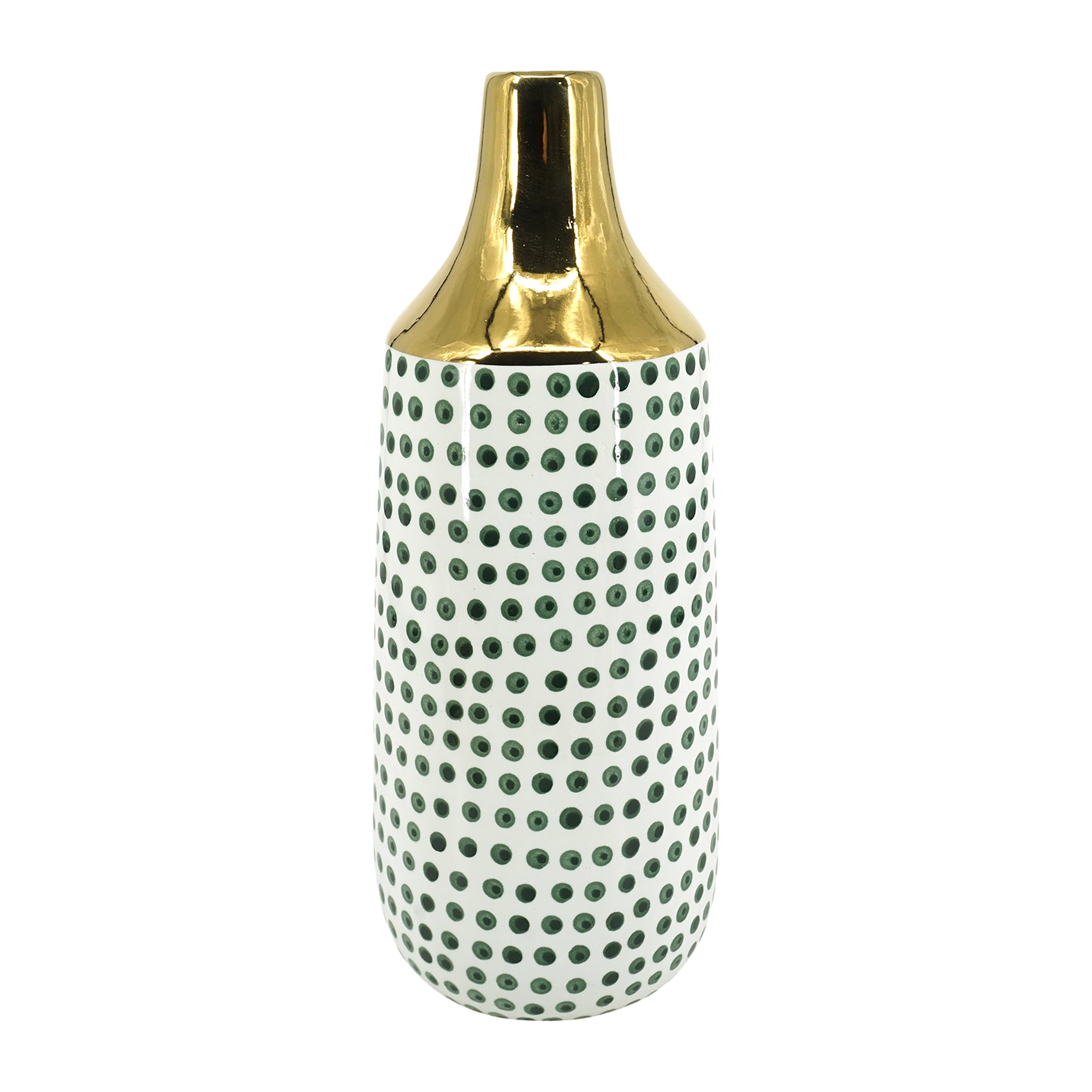 Jarrón mediano blanco con detalle dorado - Vilá Decoración - Muebles y decoración en Medellín y Colombia