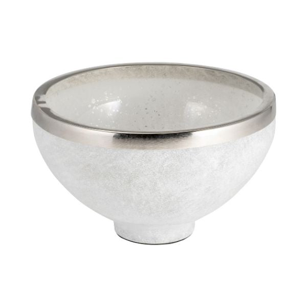 Bowl pequeño blanco con borde plateado elegante - Vilá Decoración - Muebles y decoración en Medellín y Colombia