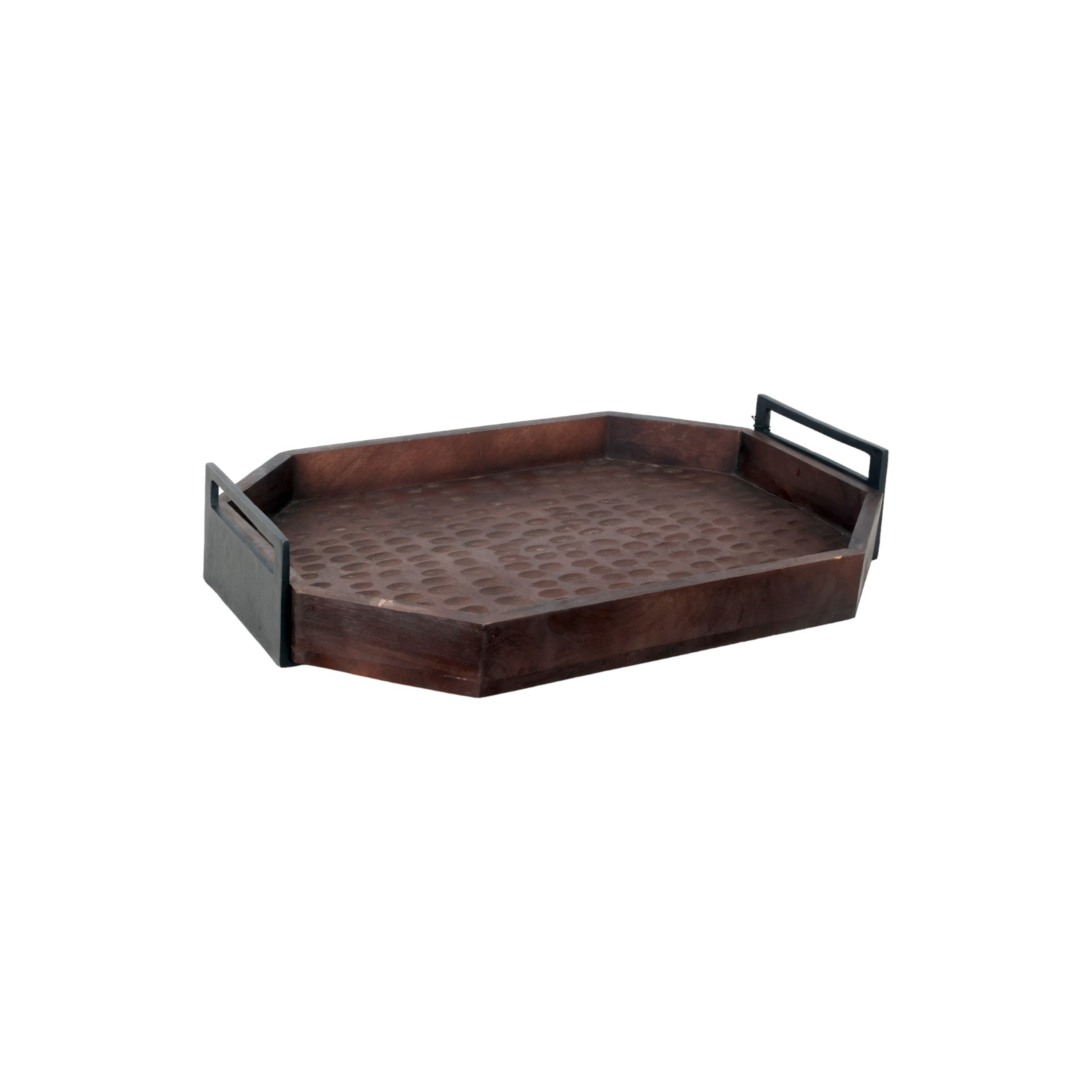 Bandeja pequeña octagonal marrón para hogar - Vilá Decoración - Muebles y decoración en Medellín y Colombia