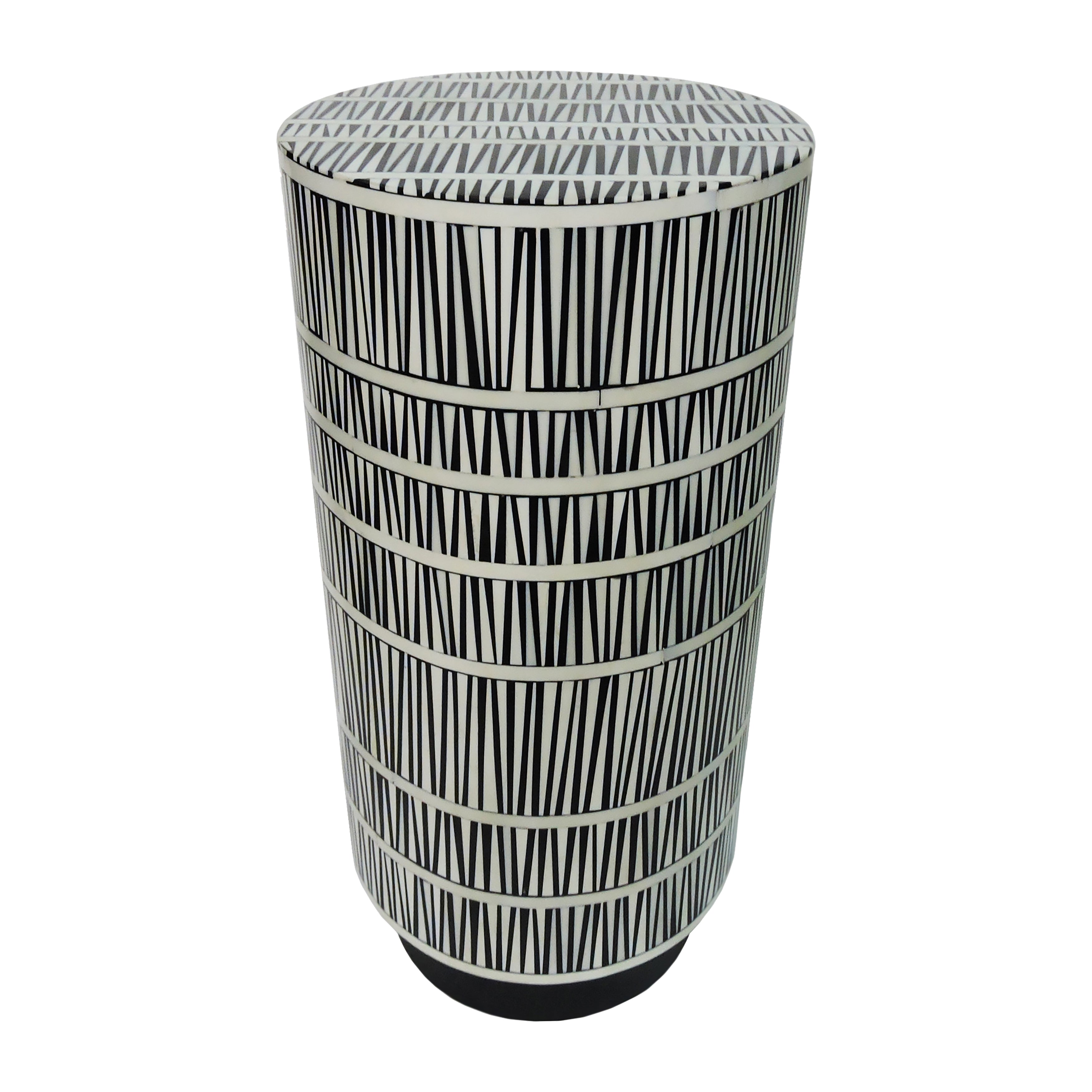 Mesa auxiliar cilíndrica blanca y negra para sala - Vilá Decoración - Muebles y decoración en Medellín y Colombia