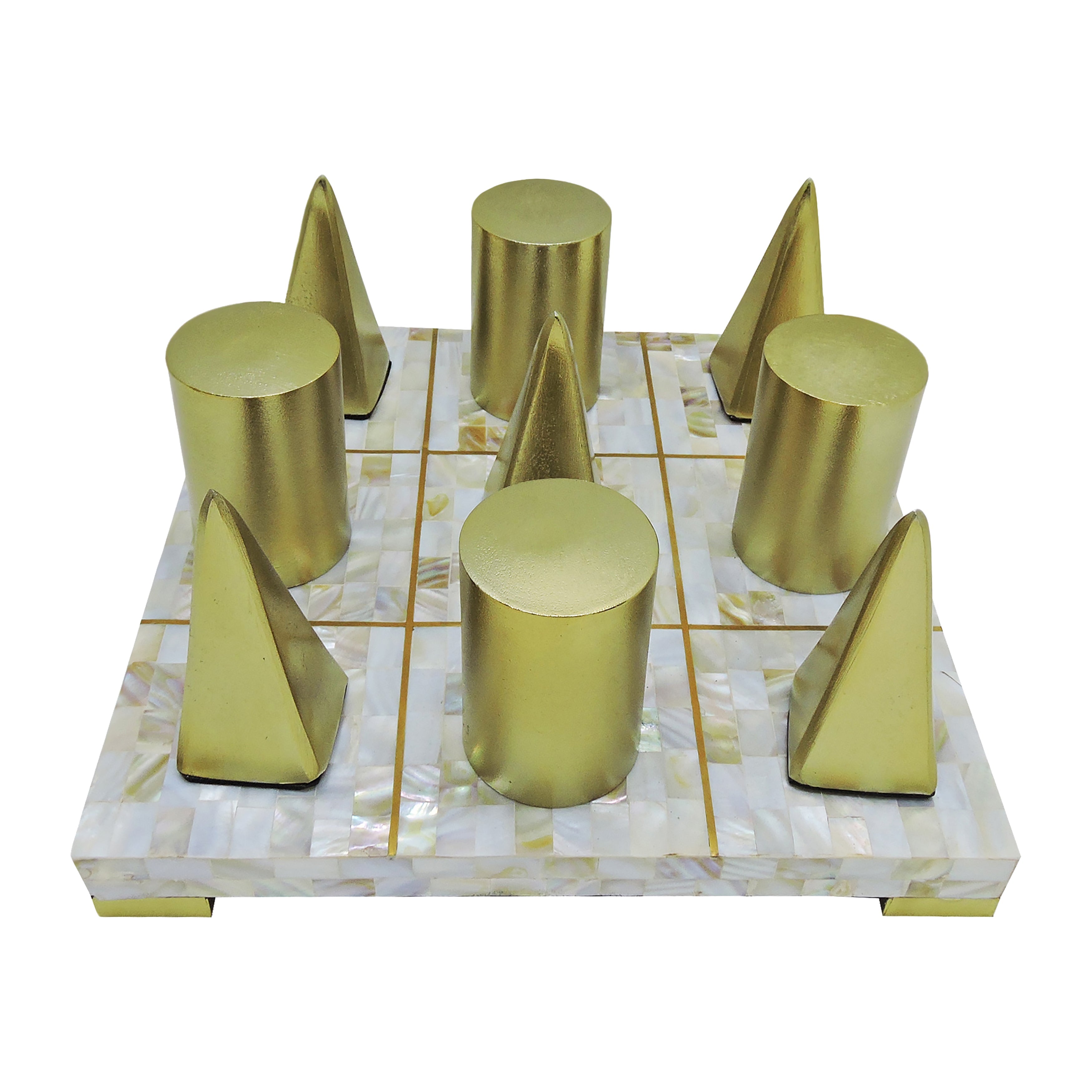 Juego Triki decorativo dorado con base madreperla - Vilá Decoración - Muebles y decoración en Medellín y Colombia