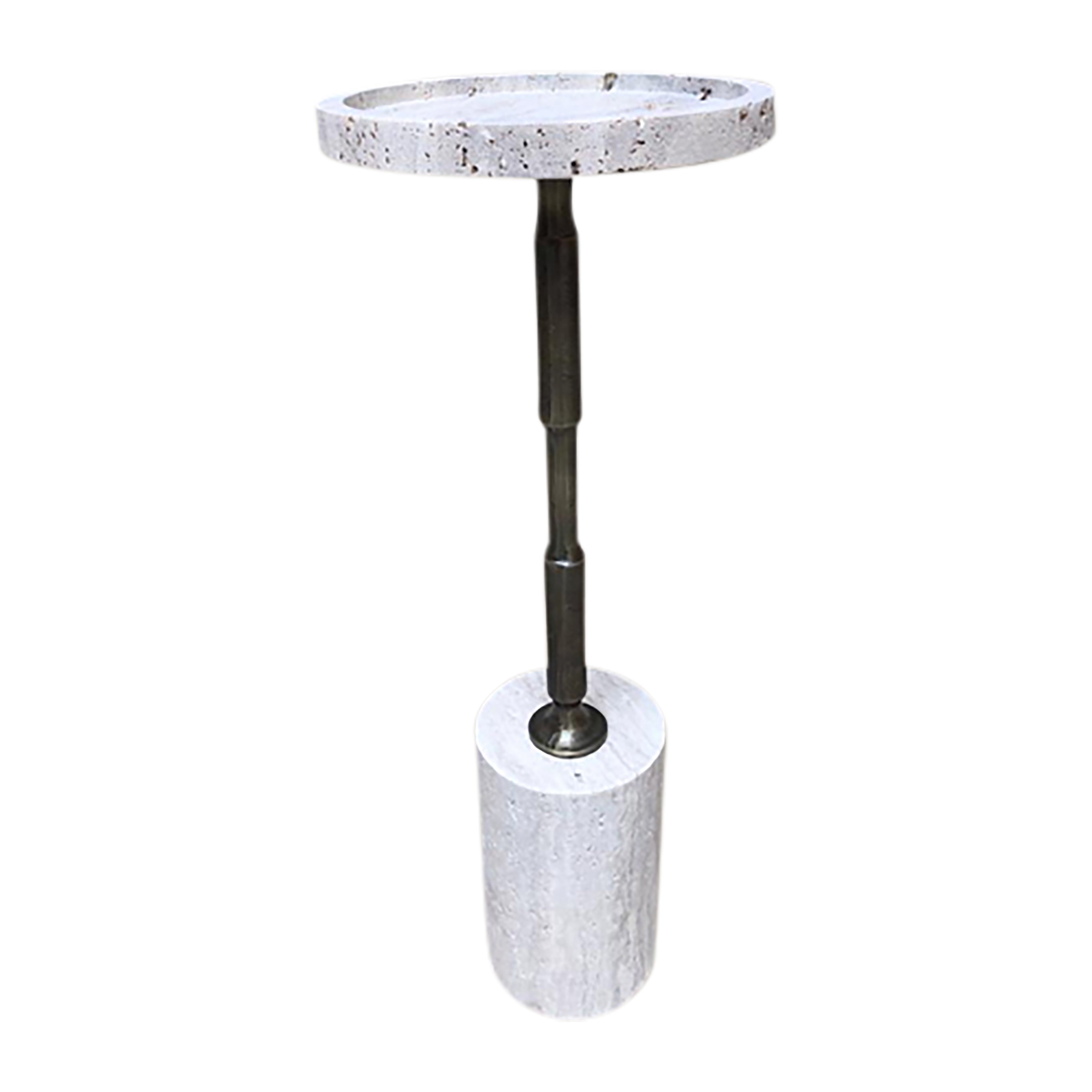 Mesa auxiliar blanca de travertino moderna - Vilá Decoración - Muebles y decoración en Medellín y Colombia