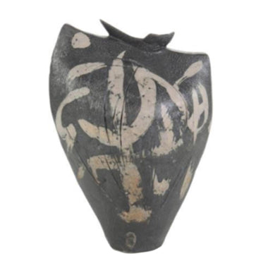 Jarrón decorativo irregular negro con beige - Vilá Decoración - Muebles y decoración en Medellín y Colombia