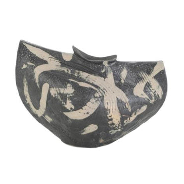 Jarrón irregular decorativo negro con patrones - Vilá Decoración - Muebles y decoración en Medellín y Colombia