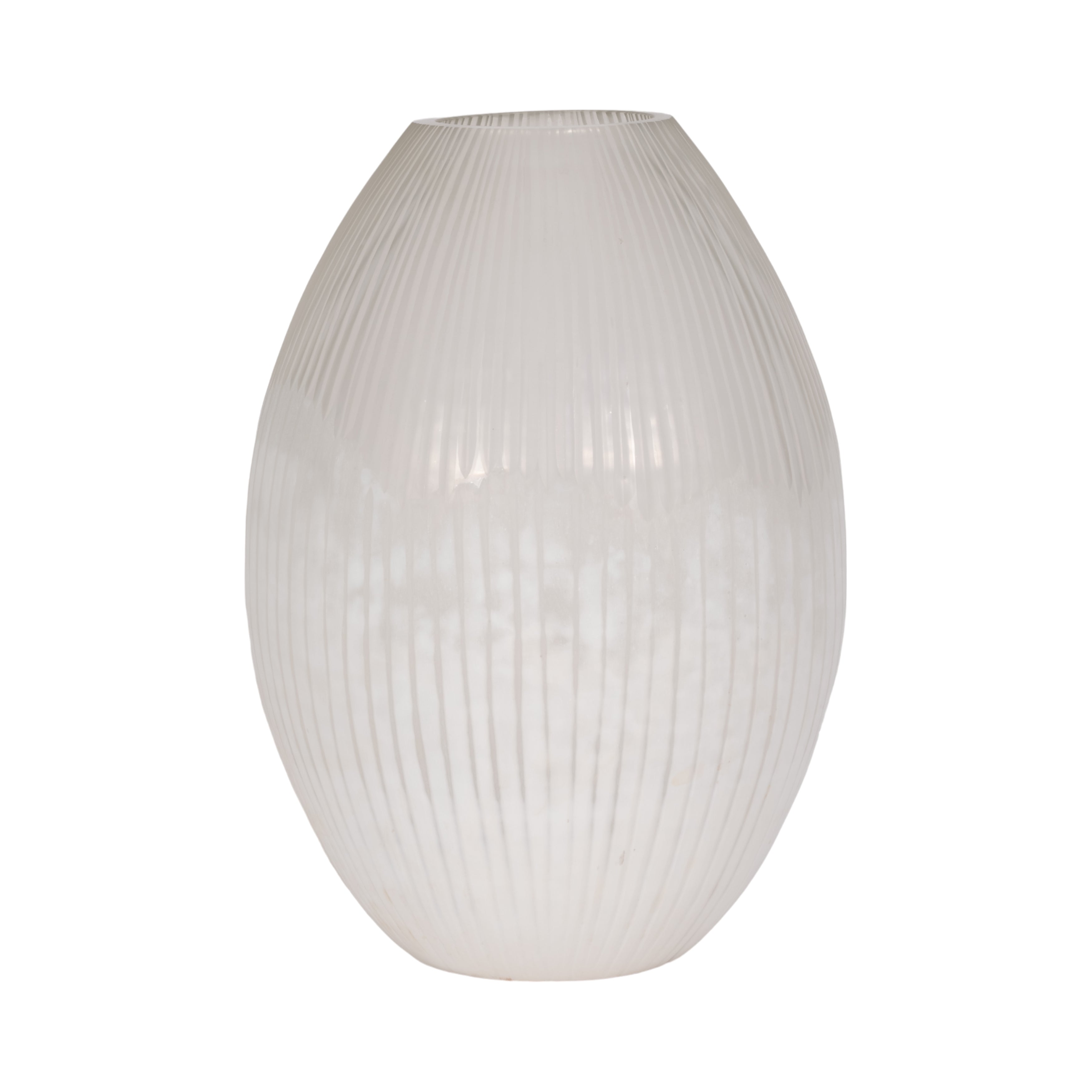 Jarrón ovoide traslúcido blanco para decoración - Vilá Decoración - Muebles y decoración en Medellín y Colombia