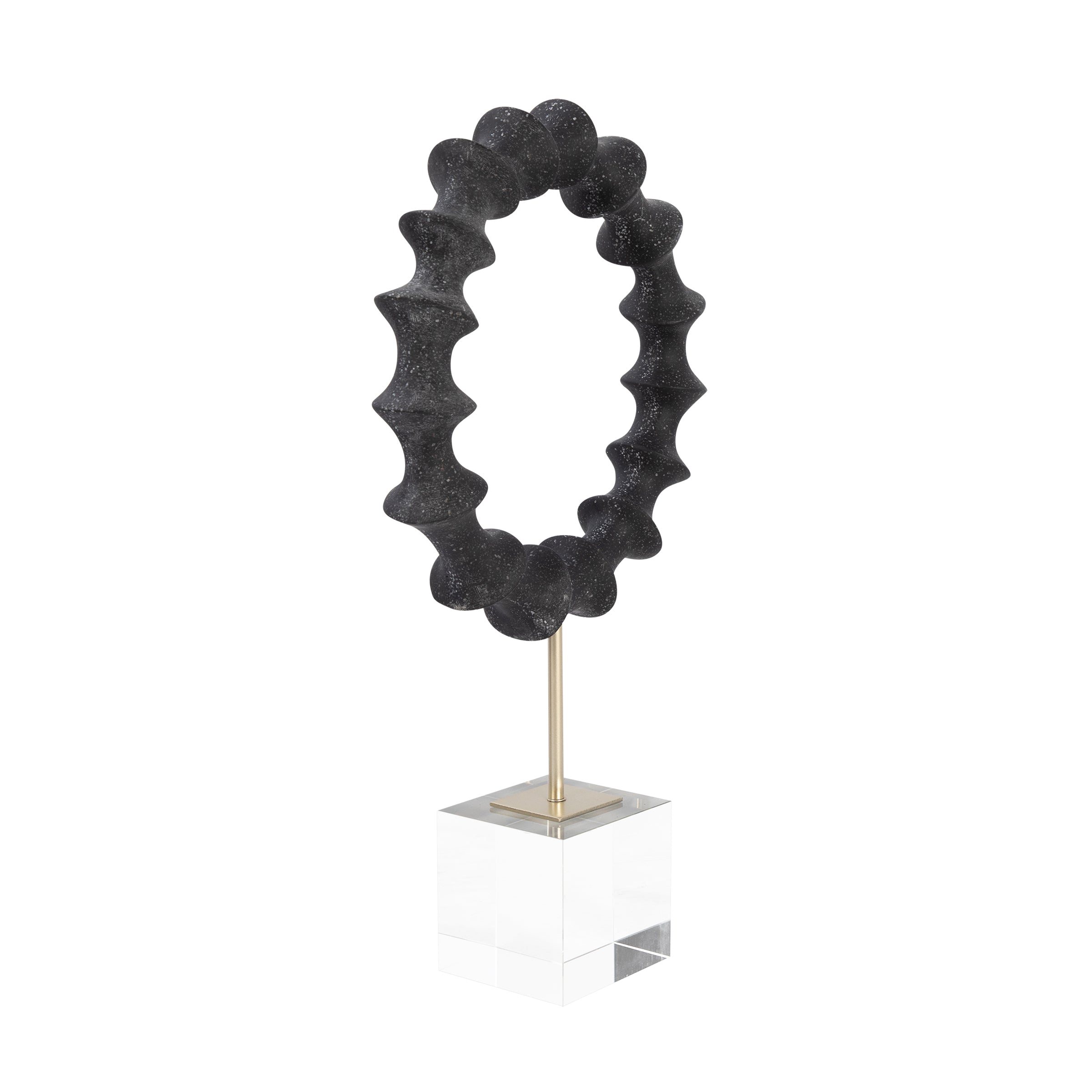 Escultura decorativa negra grande con base acrílica - Vilá Decoración - Muebles y decoración en Medellín y Colombia