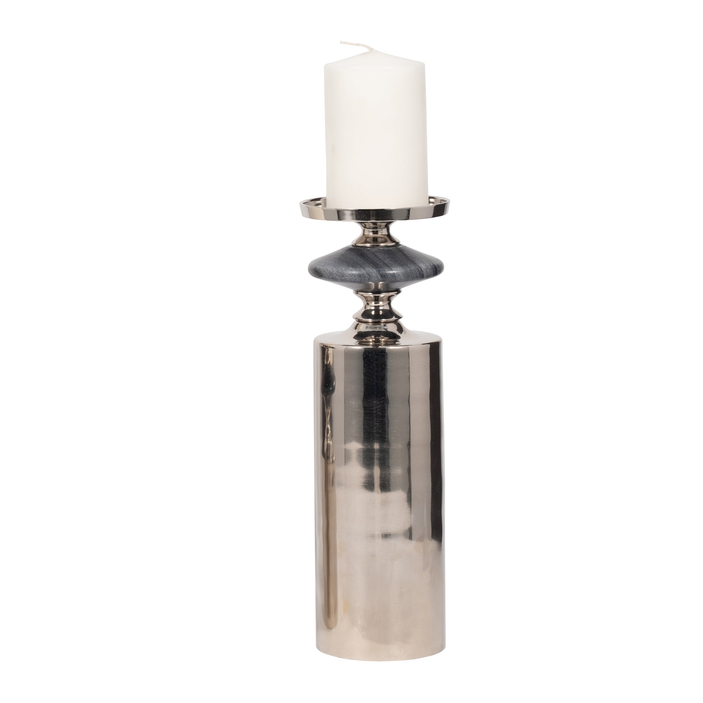 Candelabro grande metálico plateado elegante - Vilá Decoración - Muebles y decoración en Medellín y Colombia