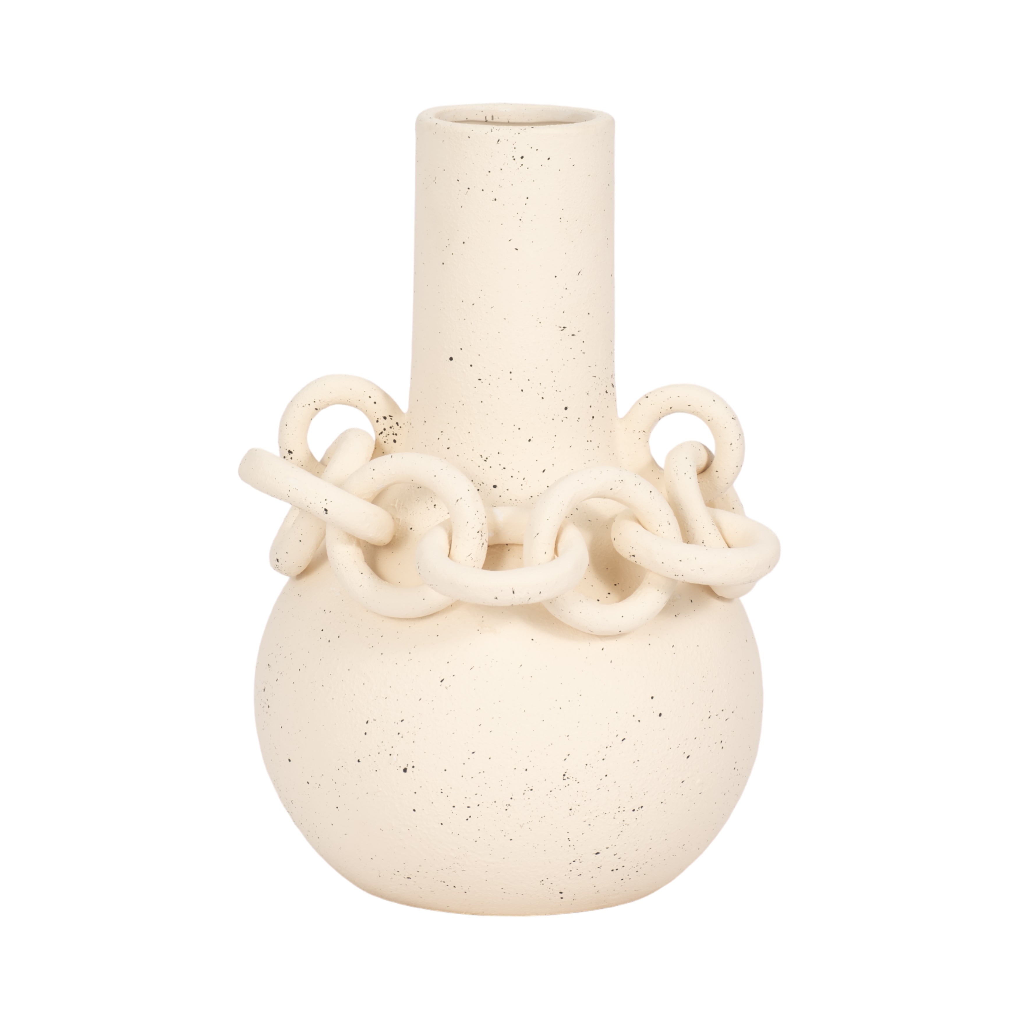 Jarrón decorativo cremoso moteado con cadena - Vilá Decoración - Muebles y decoración en Medellín y Colombia