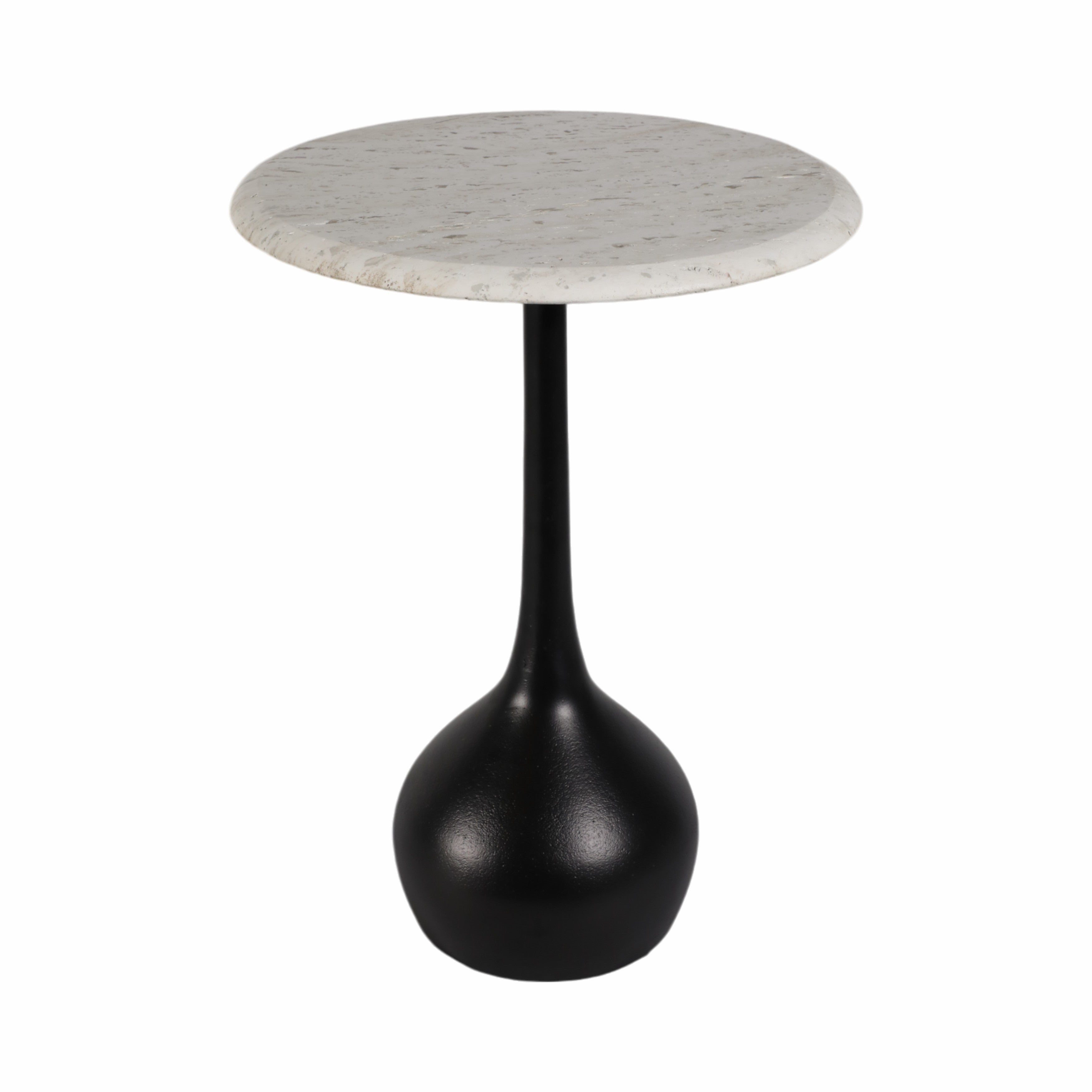 Mesa auxiliar compacta mármol blanco y base negra - Vilá Decoración - Muebles y decoración en Medellín y Colombia