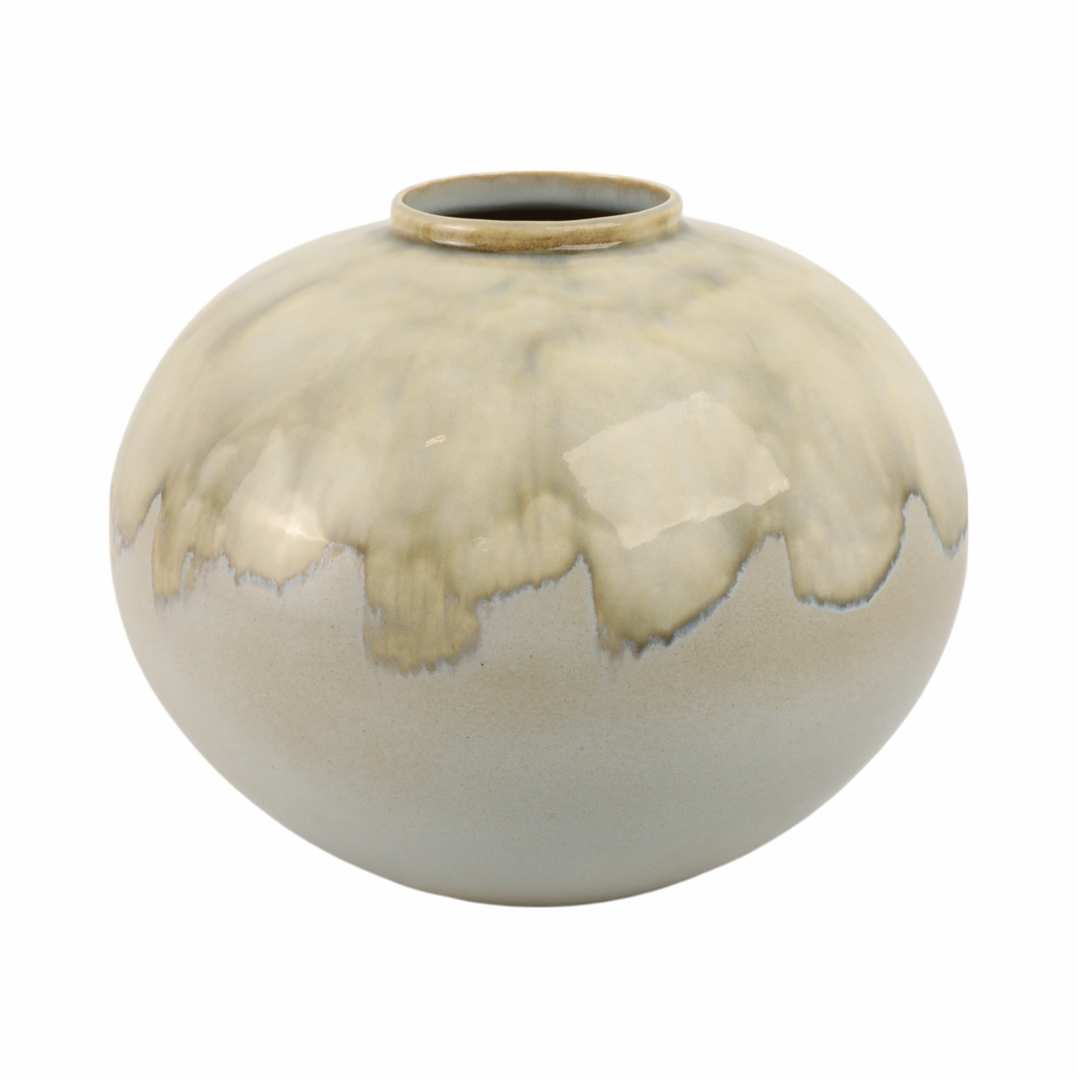 Jarrón esférico beige y marrón para decoración - Vilá Decoración - Muebles y decoración en Medellín y Colombia