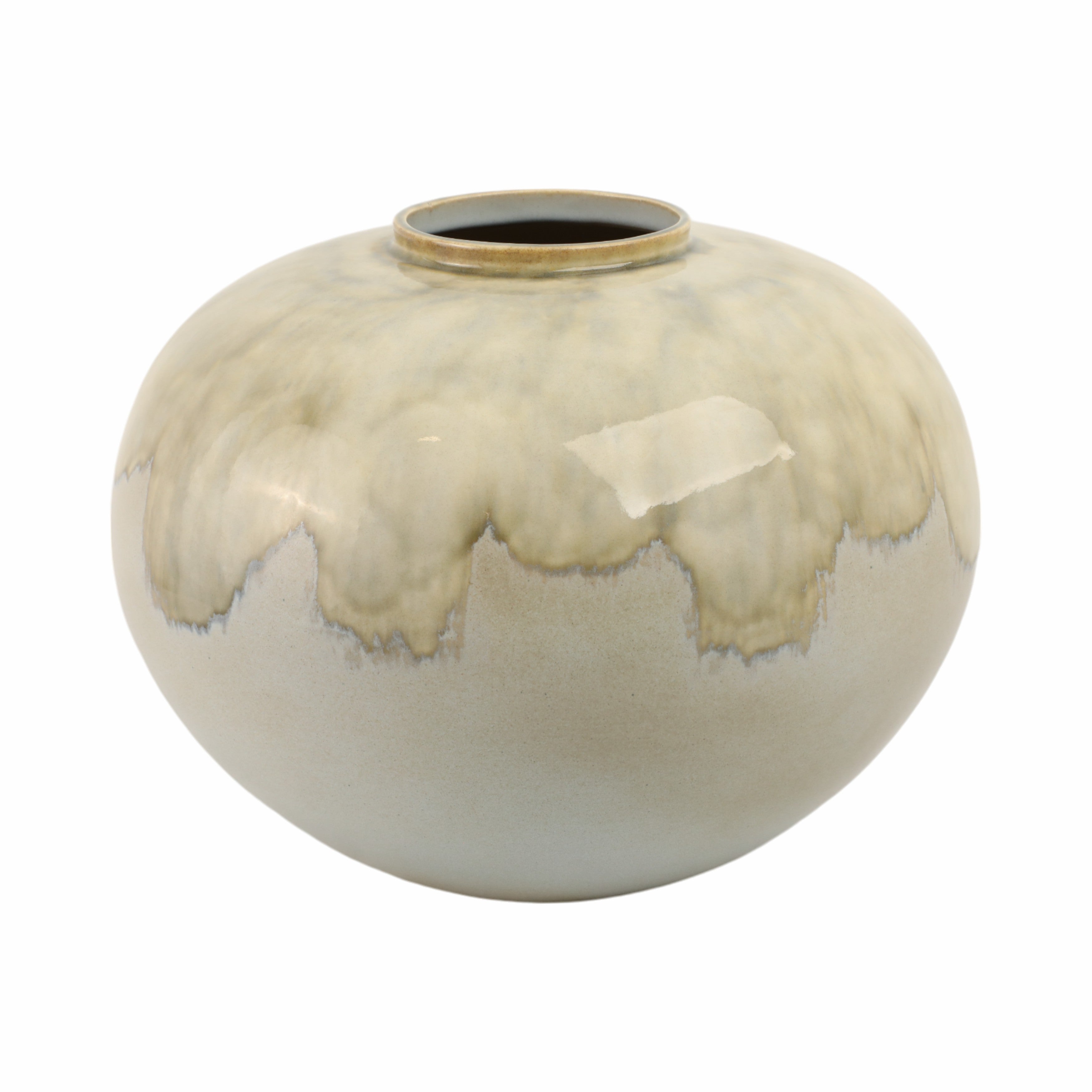 Jarrón cerámico mediano beige para decoración - Vilá Decoración - Muebles y decoración en Medellín y Colombia