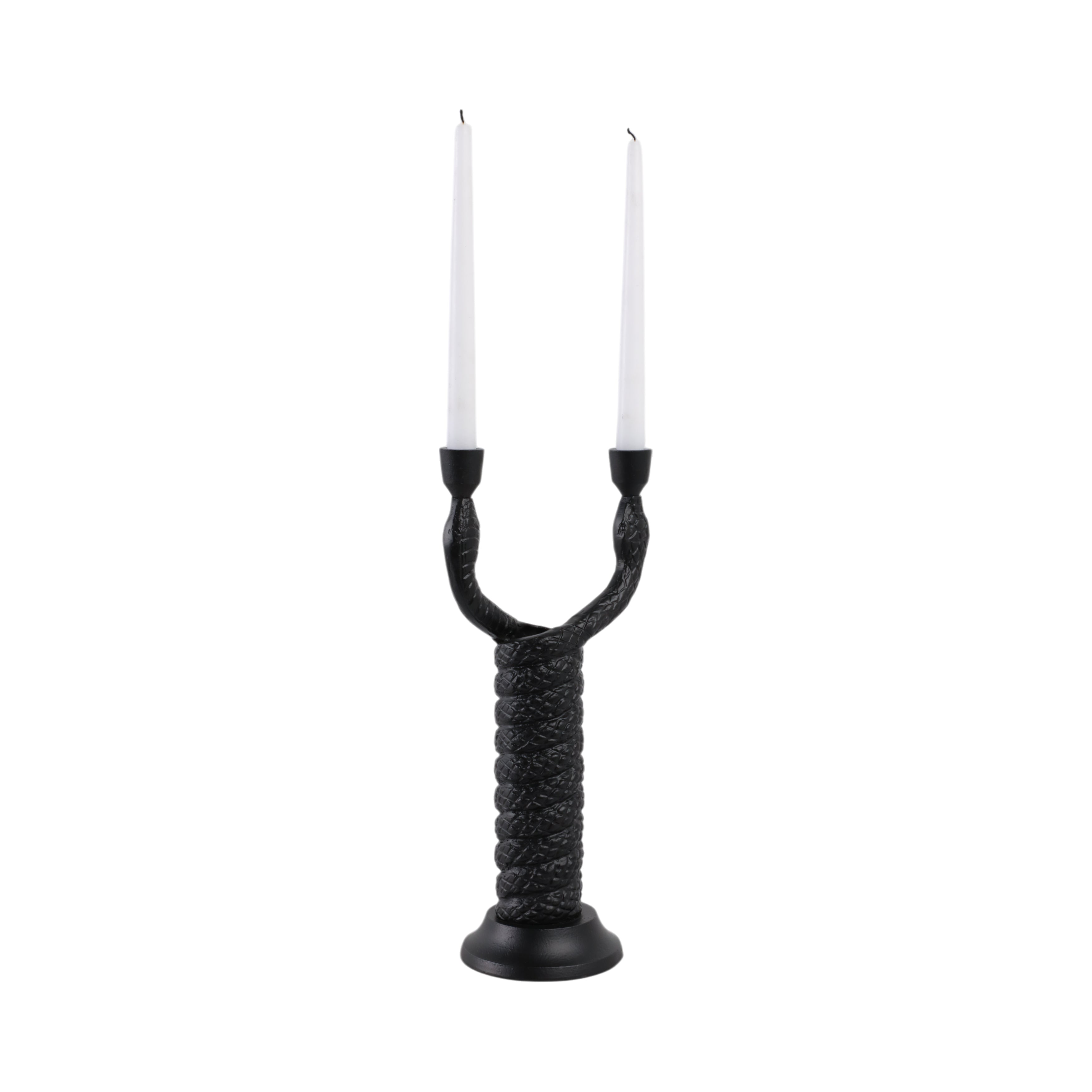 Candelabro negro trenzado para dos velas - Vilá Decoración - Muebles y decoración en Medellín y Colombia