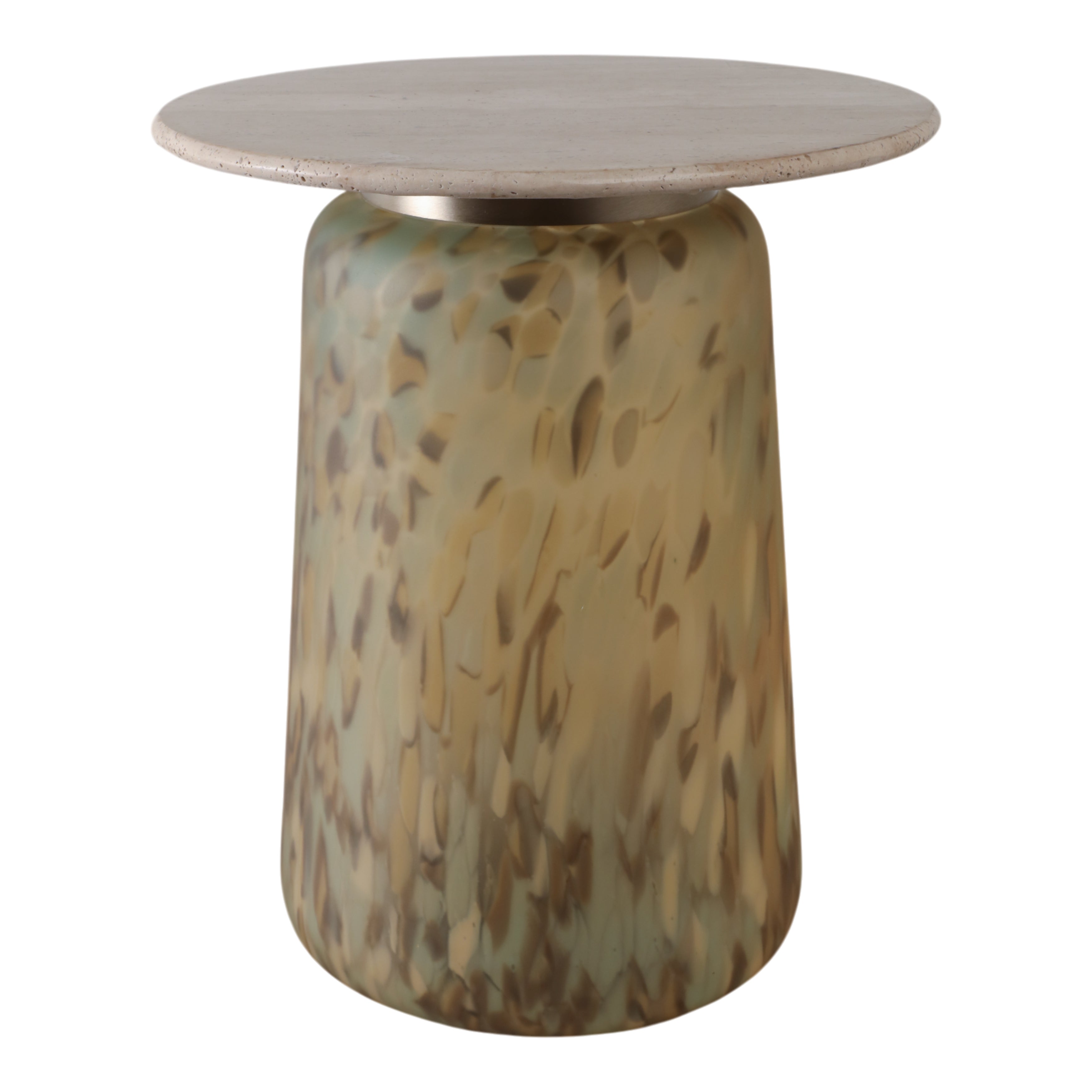 Mesa auxiliar beige de mármol para sala - Vilá Decoración - Muebles y decoración en Medellín y Colombia