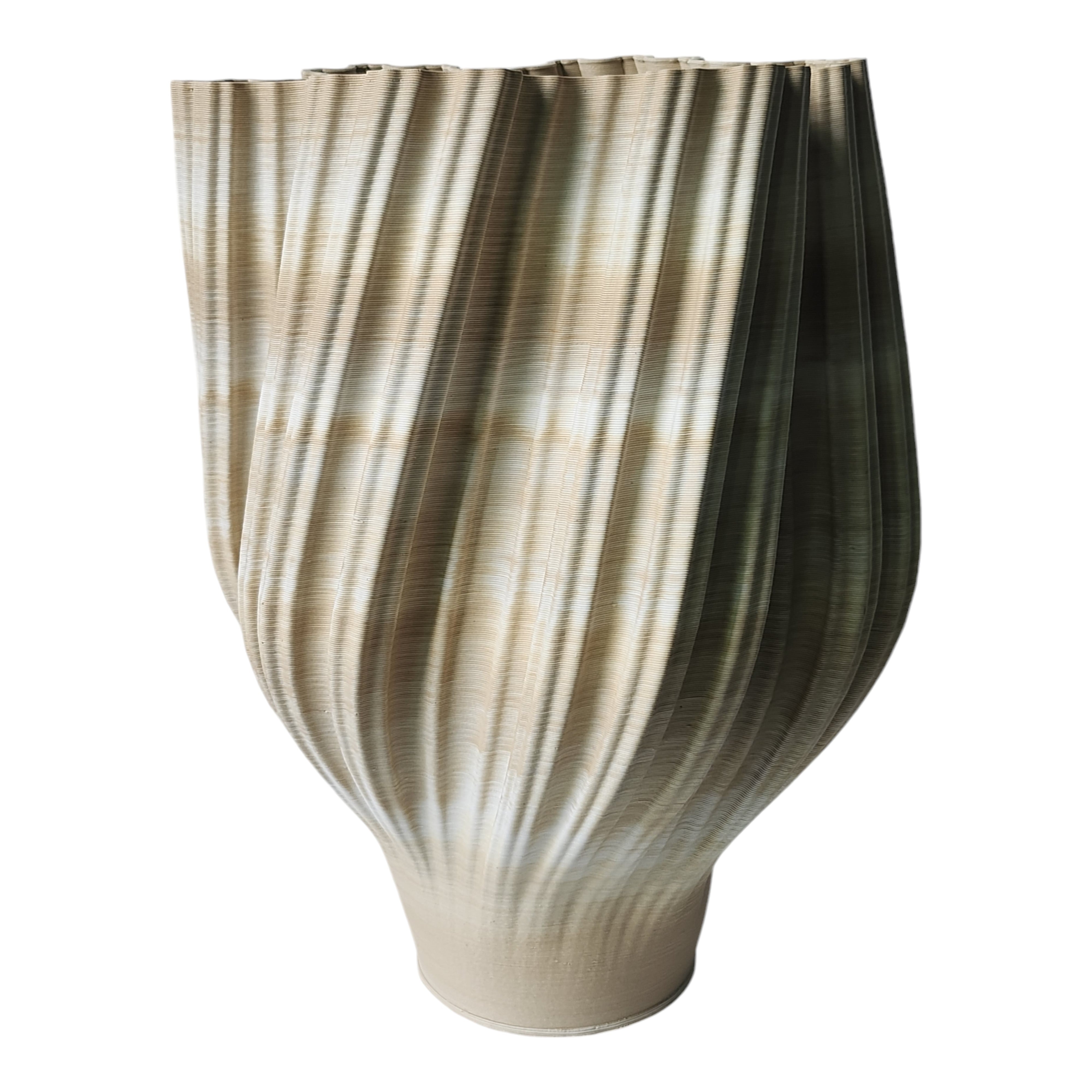 Jarrón acanalado beige y marrón para mesa - Vilá Decoración - Muebles y decoración en Medellín y Colombia