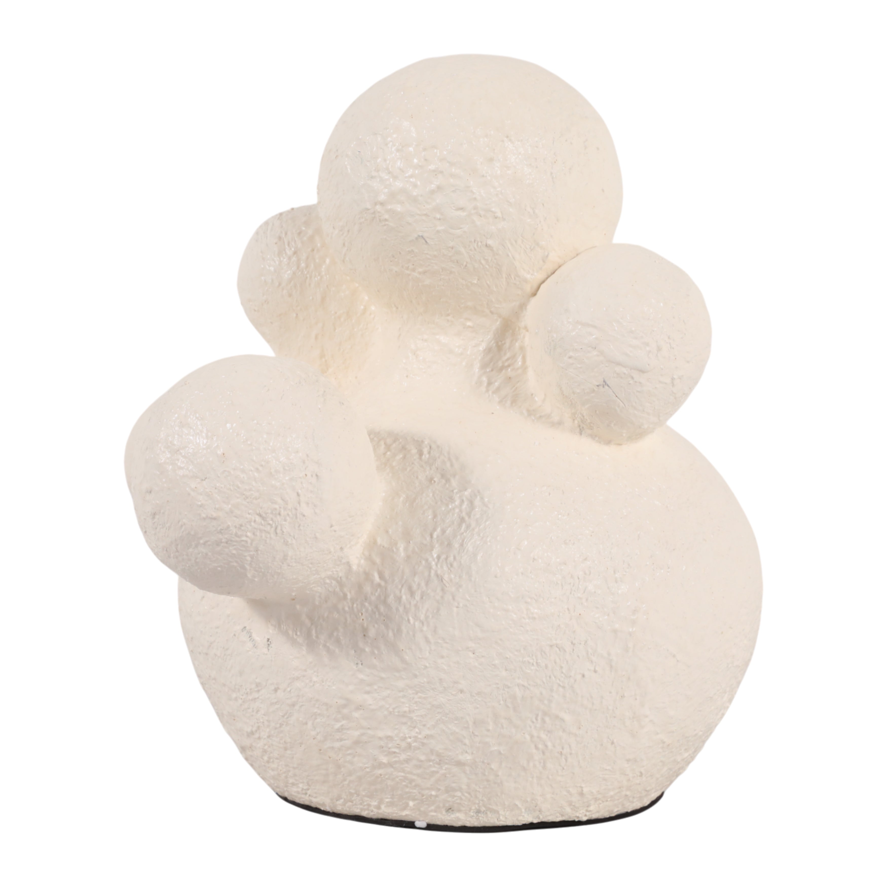 Escultura decorativa abstracta blanca texturizada sobre fondo blanco