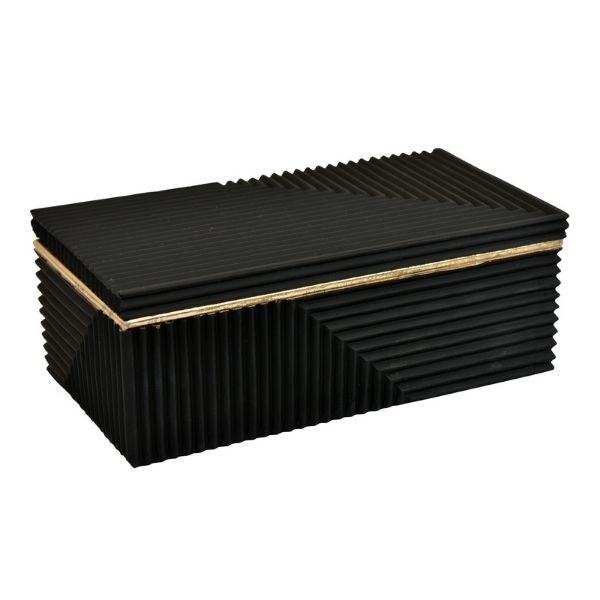 Cofre decorativo negro y dorado rectangular - Vilá Decoración - Muebles y decoración en Medellín y Colombia