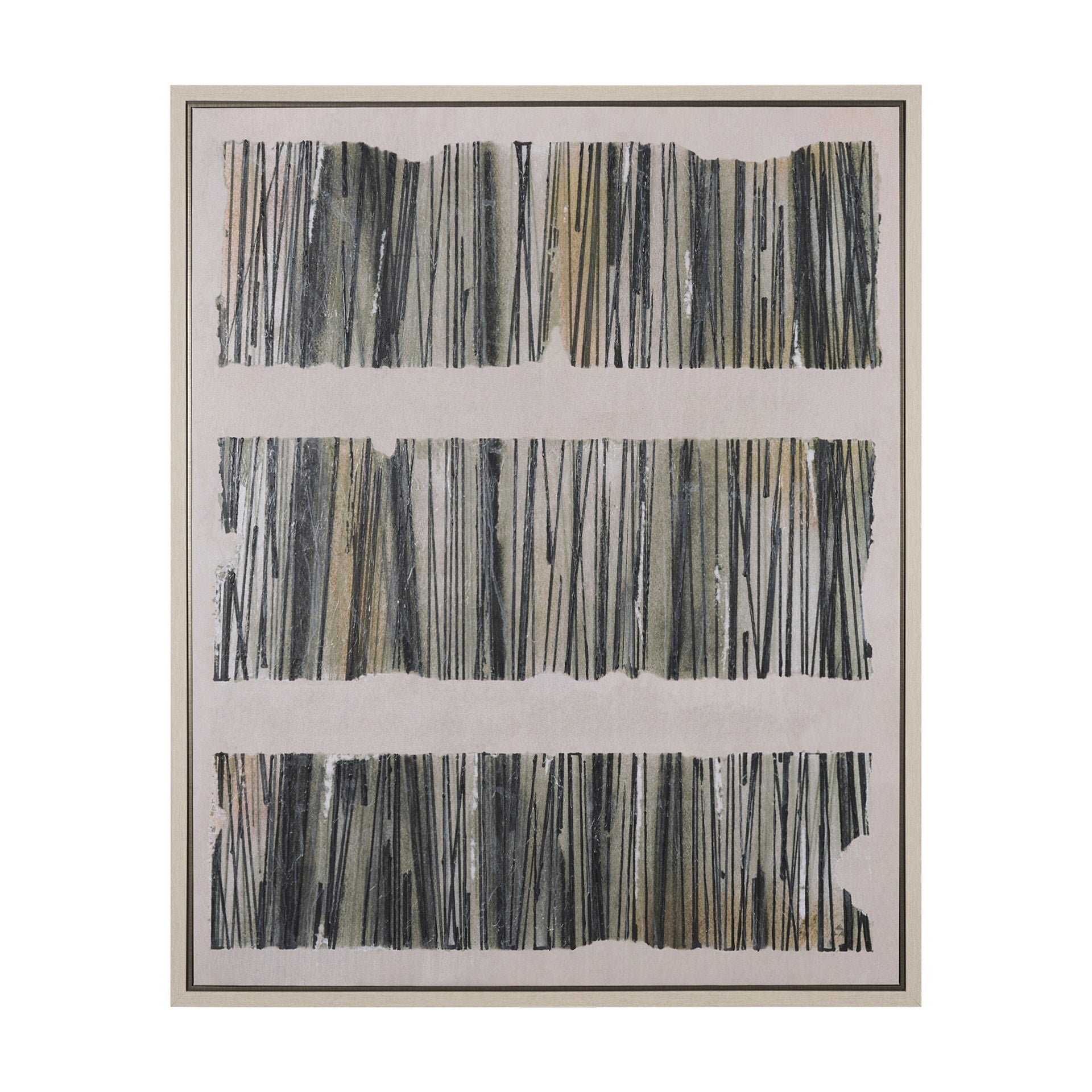 Cuadro de Vilá Decoración con diseño abstracto en lienzo enmarcado texturizado y embellecido a mano, tonos neutros.