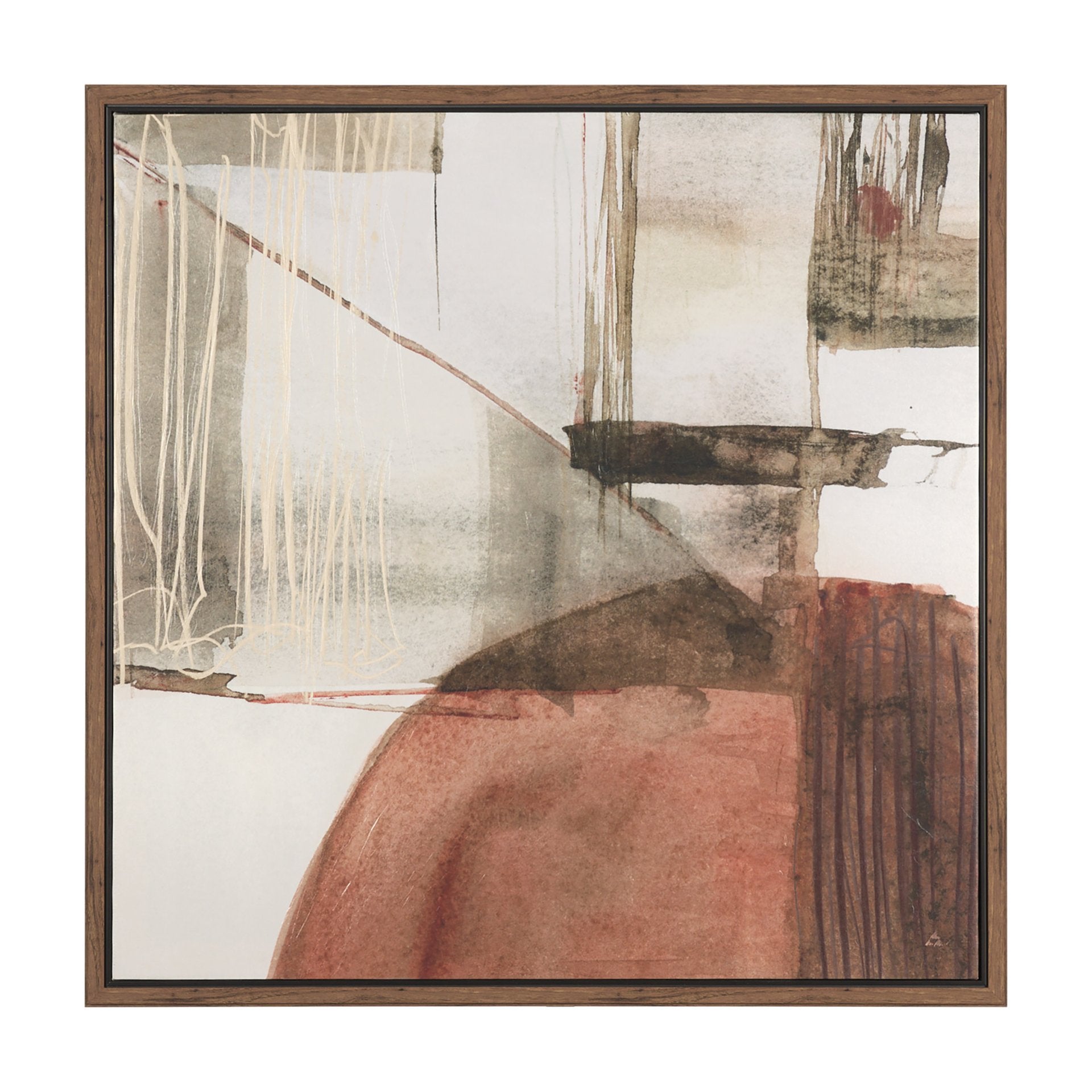 Cuadro de Vilá Decoración con obra de arte en lienzo enmarcado y embellecido a mano, tonos marrones y beige.