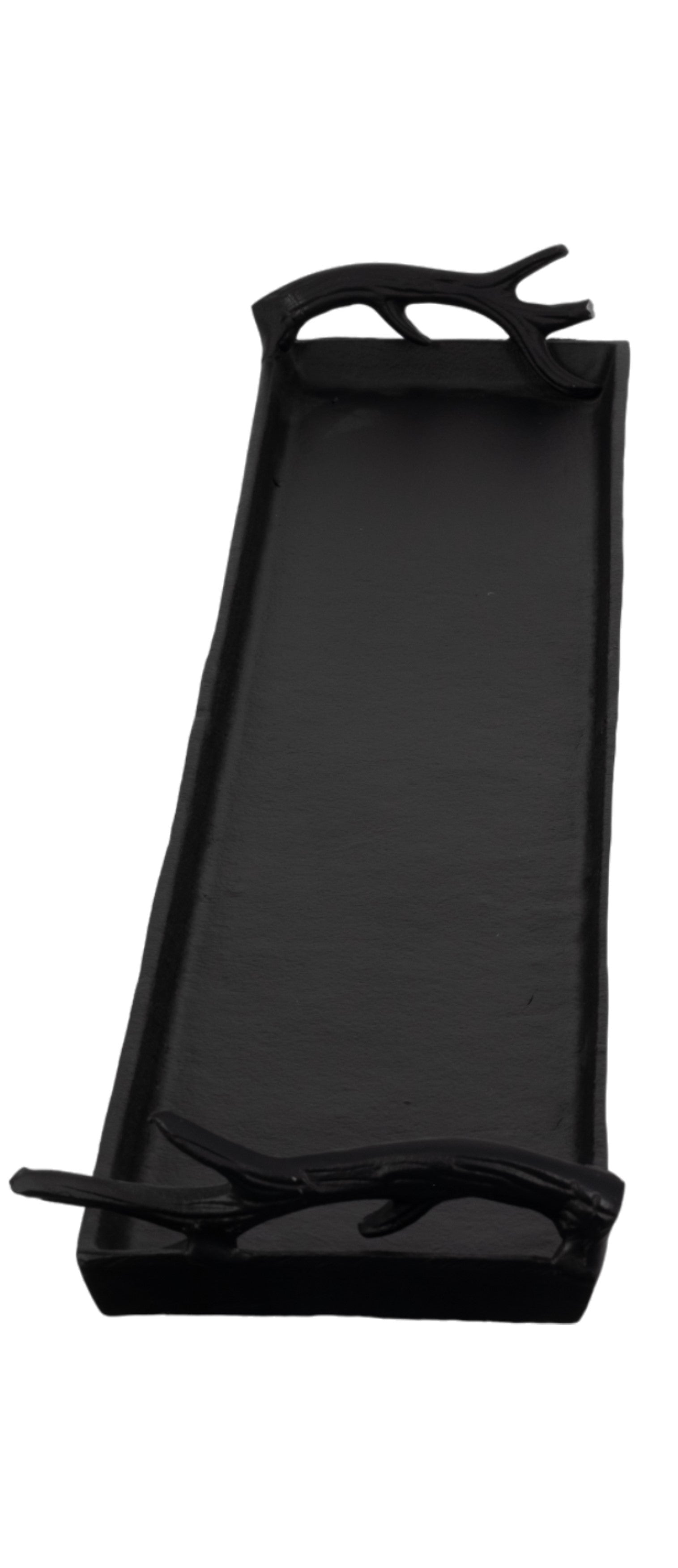 Bandeja metálica negra grande con asas decorativas - Vilá Decoración - Muebles y decoración en Medellín y Colombia