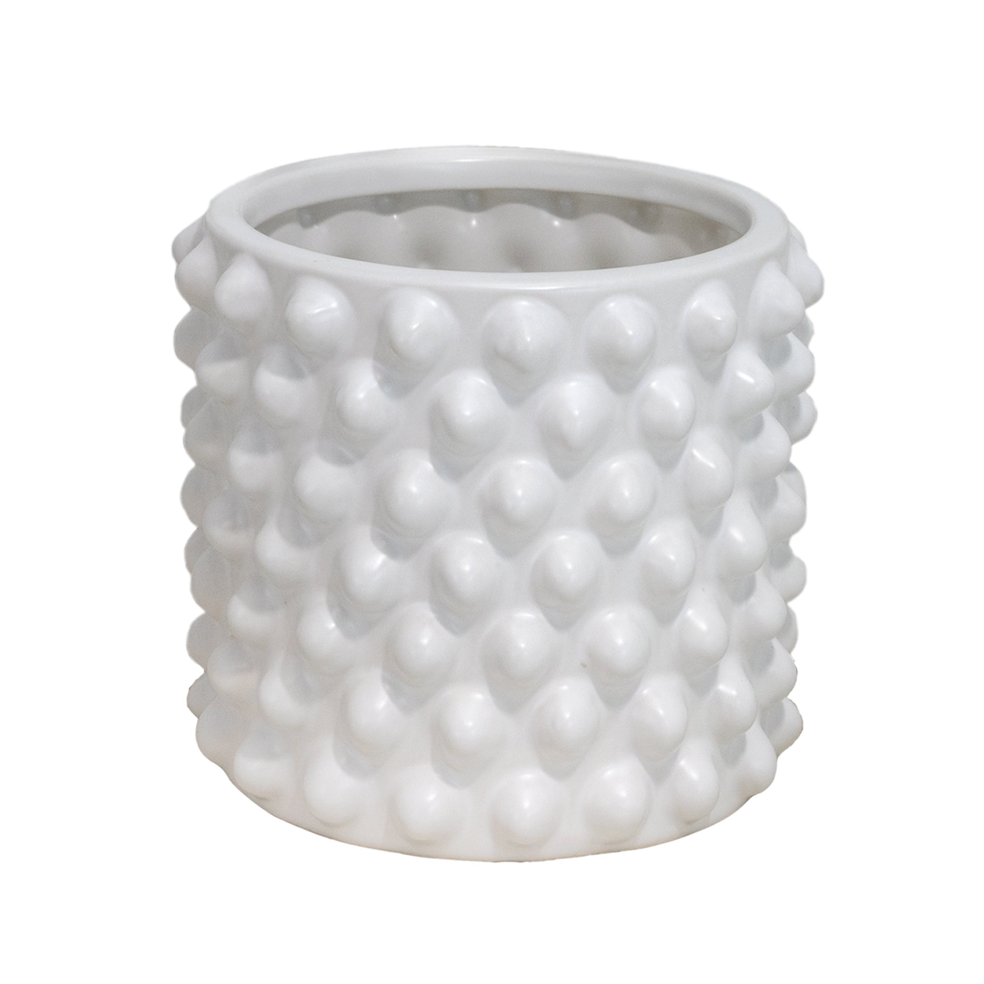 Plantador cerámico grande blanco texturizado - Vilá Decoración - Muebles y decoración en Medellín y Colombia