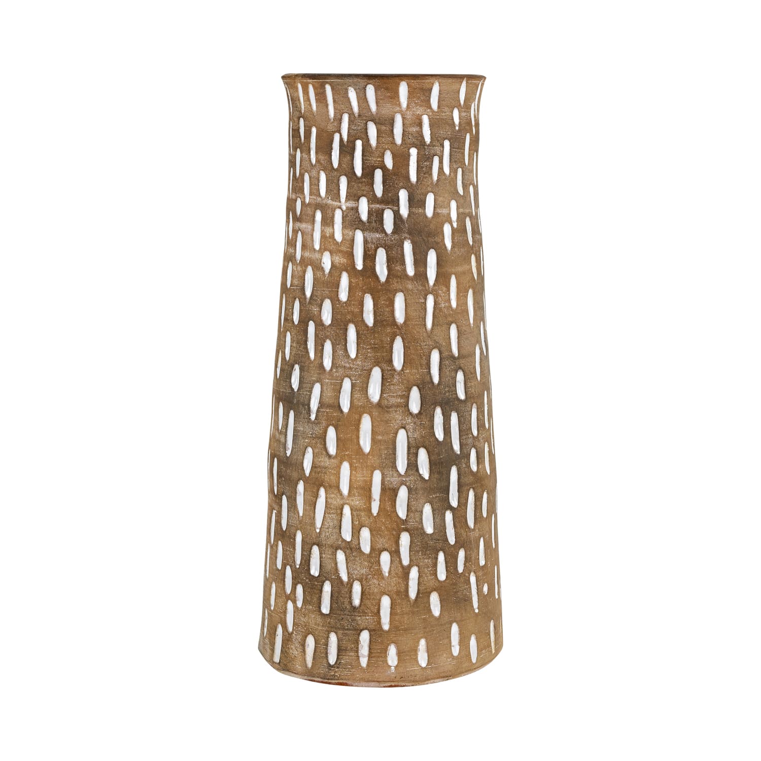 Jarrón de cerámica café con puntos blancos - Vilá Decoración - Muebles y decoración en Medellín y Colombia