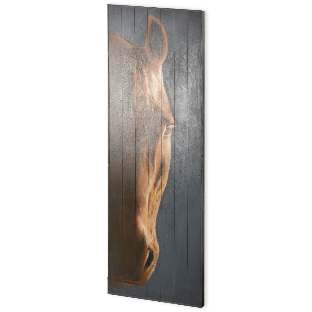 Cuadro de madera con arte de caballo marrón - Vilá Decoración - Muebles y decoración en Medellín y Colombia