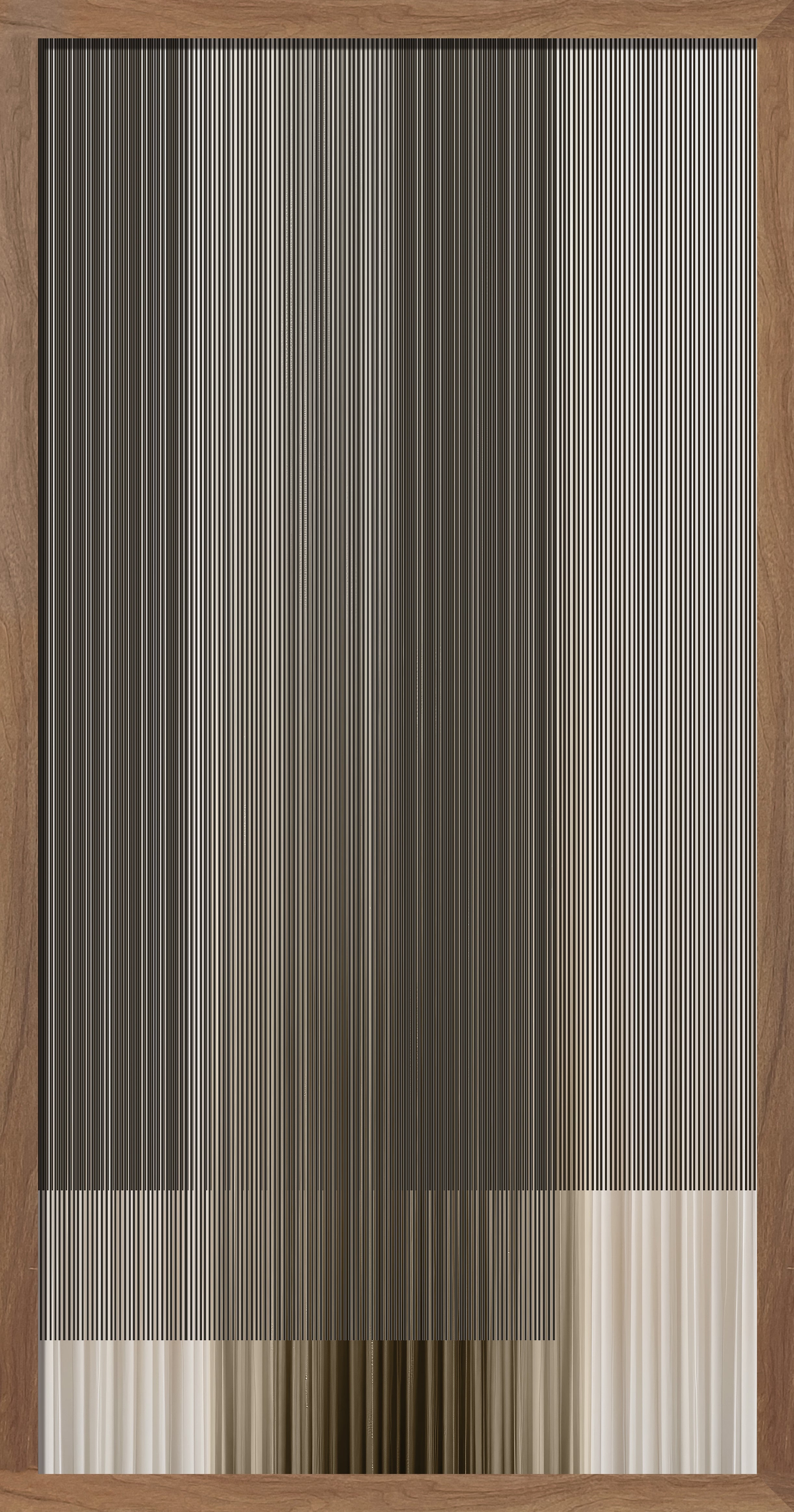 Cuadro de Vilá Decoración con marco de madera y diseño abstracto de líneas verticales en tonos blanco, negro y marrón.