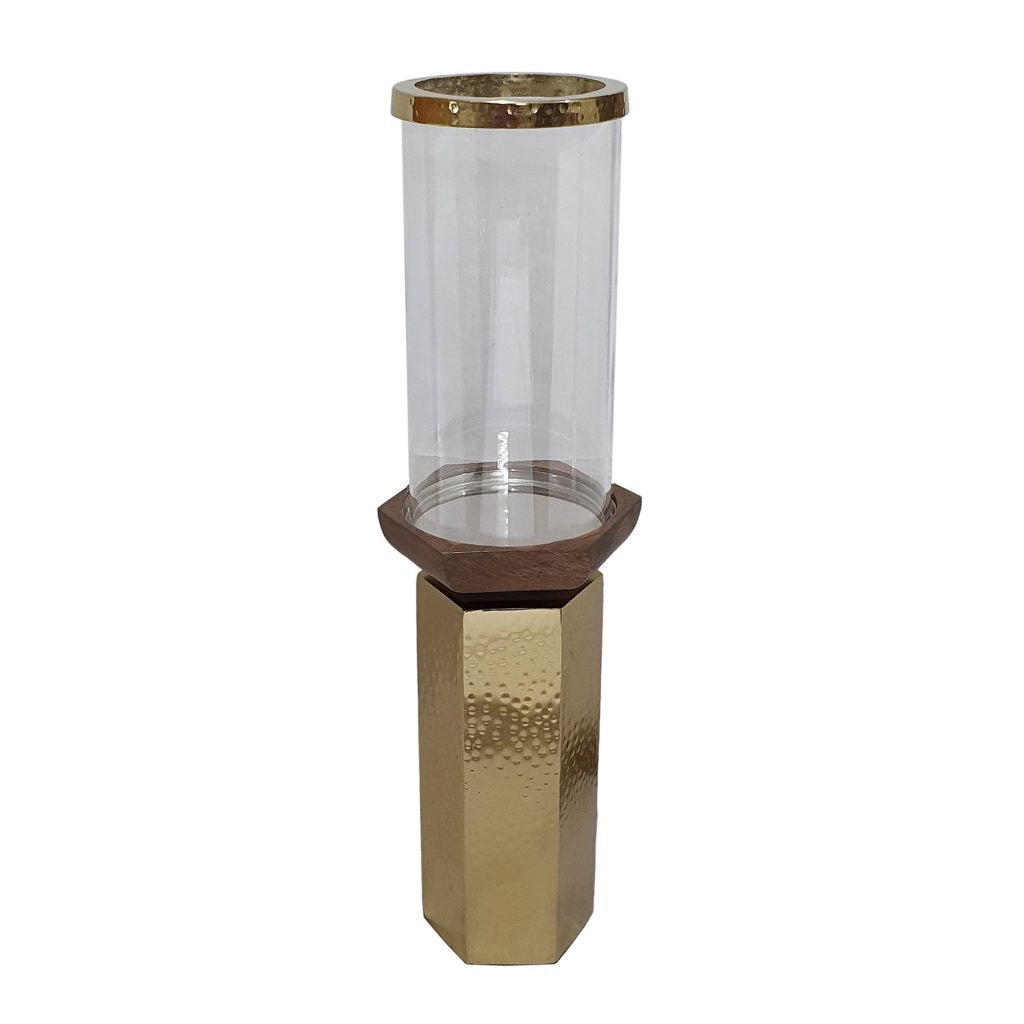 Farol pequeño alto dorado para mesa - Vilá Decoración - Muebles y decoración en Medellín y Colombia