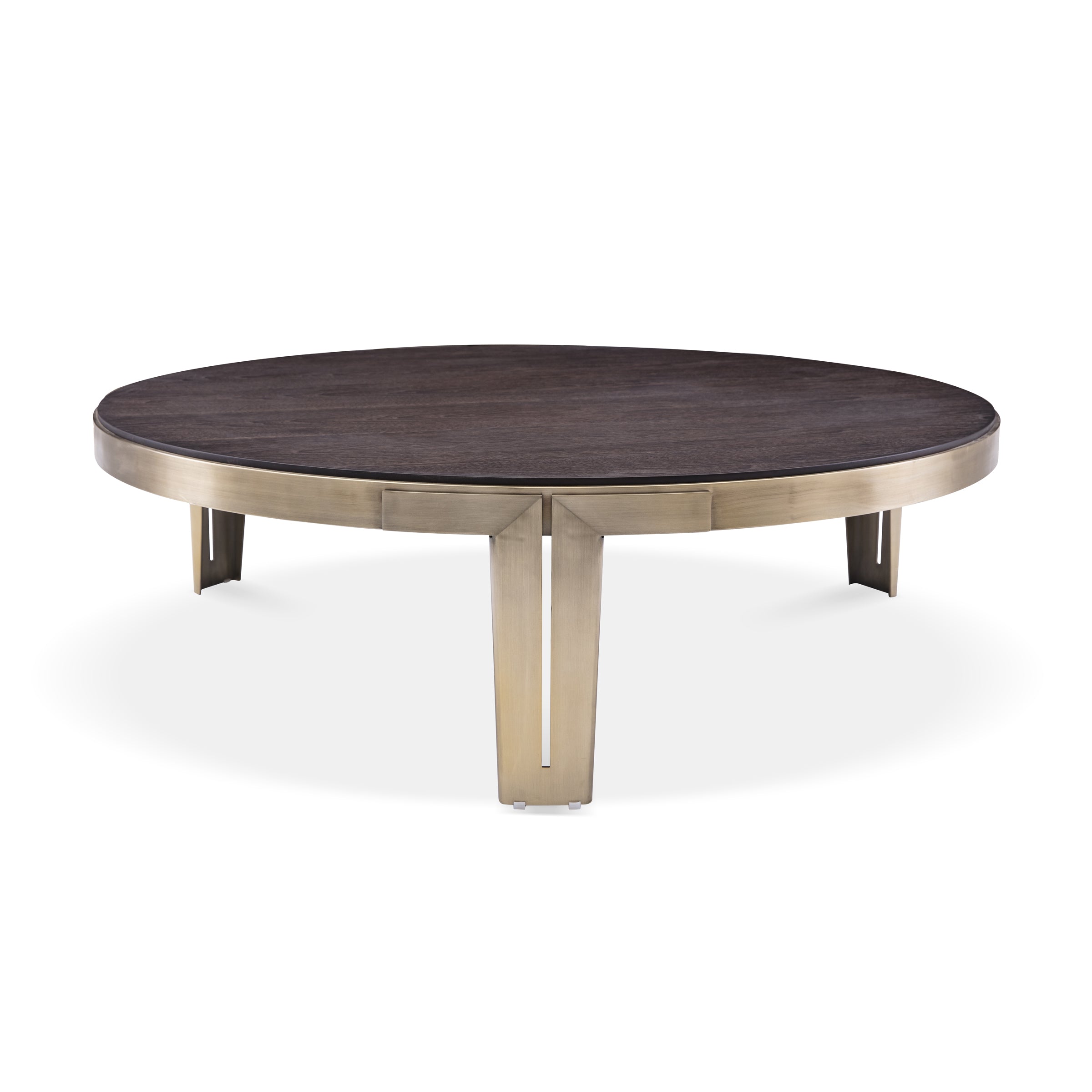 Mesa de centro redonda con base dorada - Vilá Decoración - Muebles y decoración en Medellín y Colombia