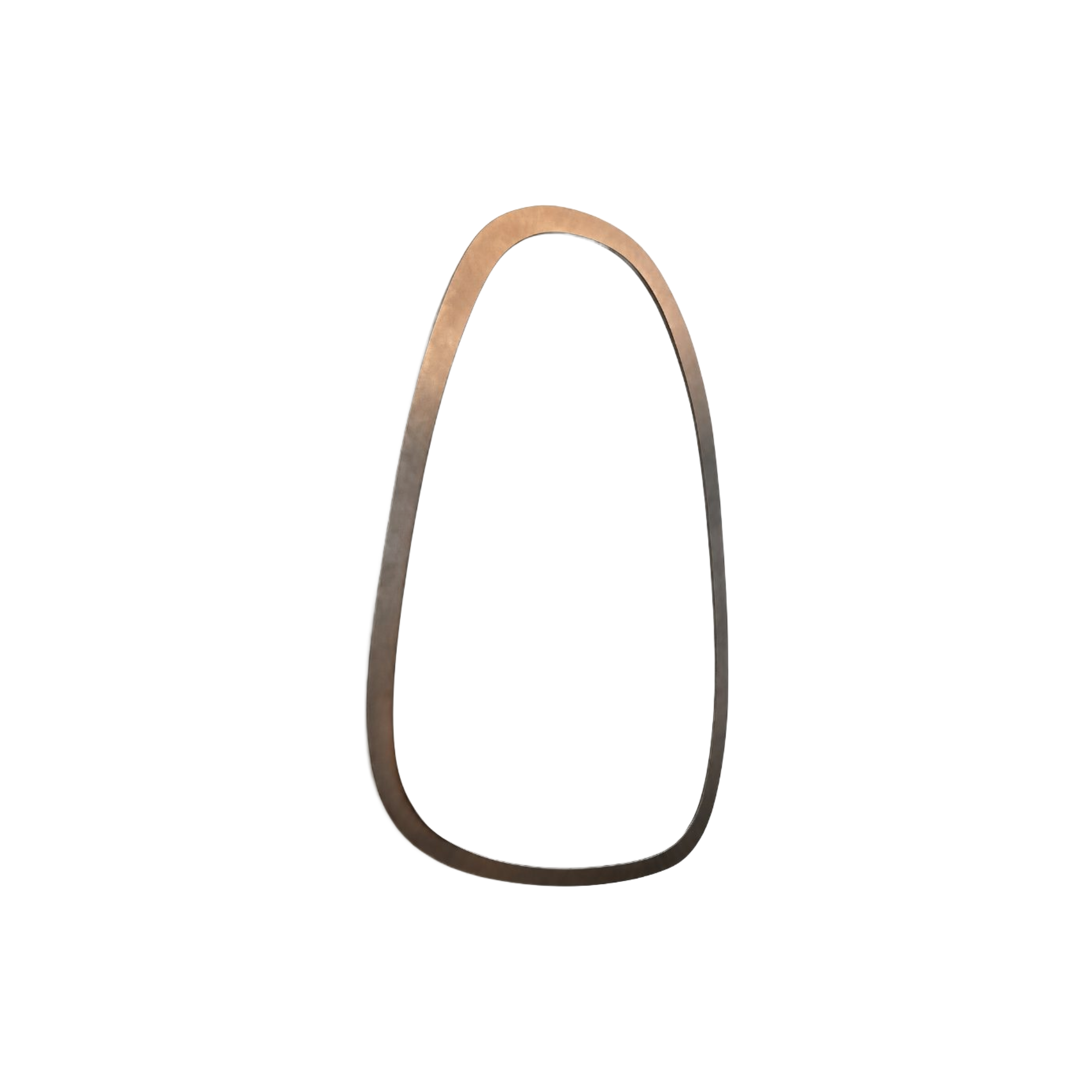 Espejo decorativo de pared con marco metálico en tono bronce, diseño orgánico moderno para salas.
