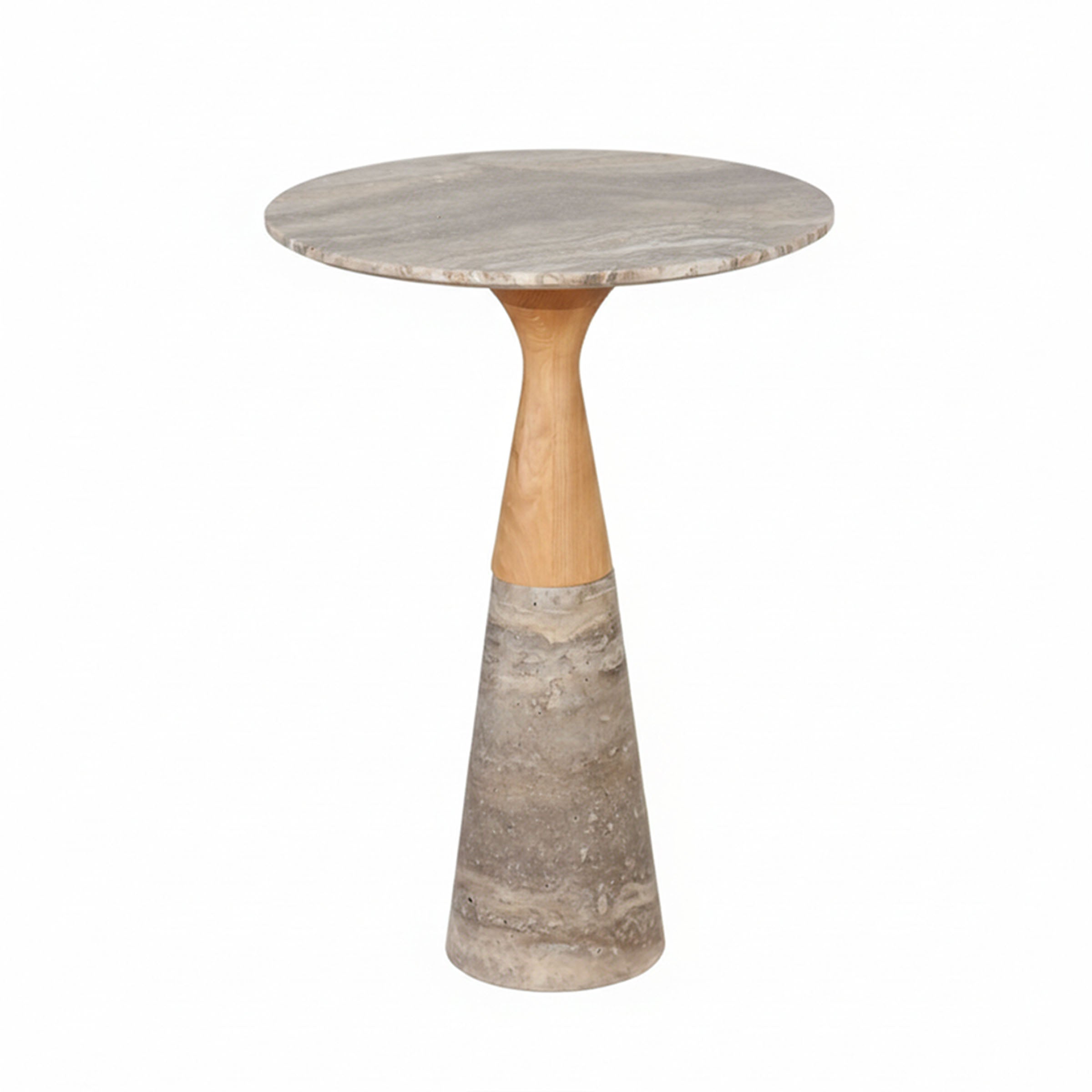 Mesa auxiliar de mármol gris y madera clara - Vilá Decoración - Muebles y decoración en Medellín y Colombia