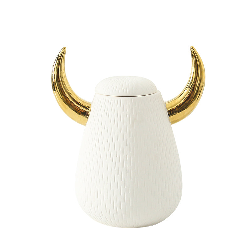 Accesorio decorativo cerámica blanco y dorado - Vilá Decoración - Muebles y decoración en Medellín y Colombia