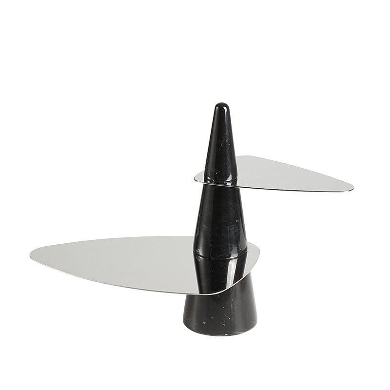 Mesa auxiliar negra con superficie metálica moderna - Vilá Decoración - Muebles y decoración en Medellín y Colombia